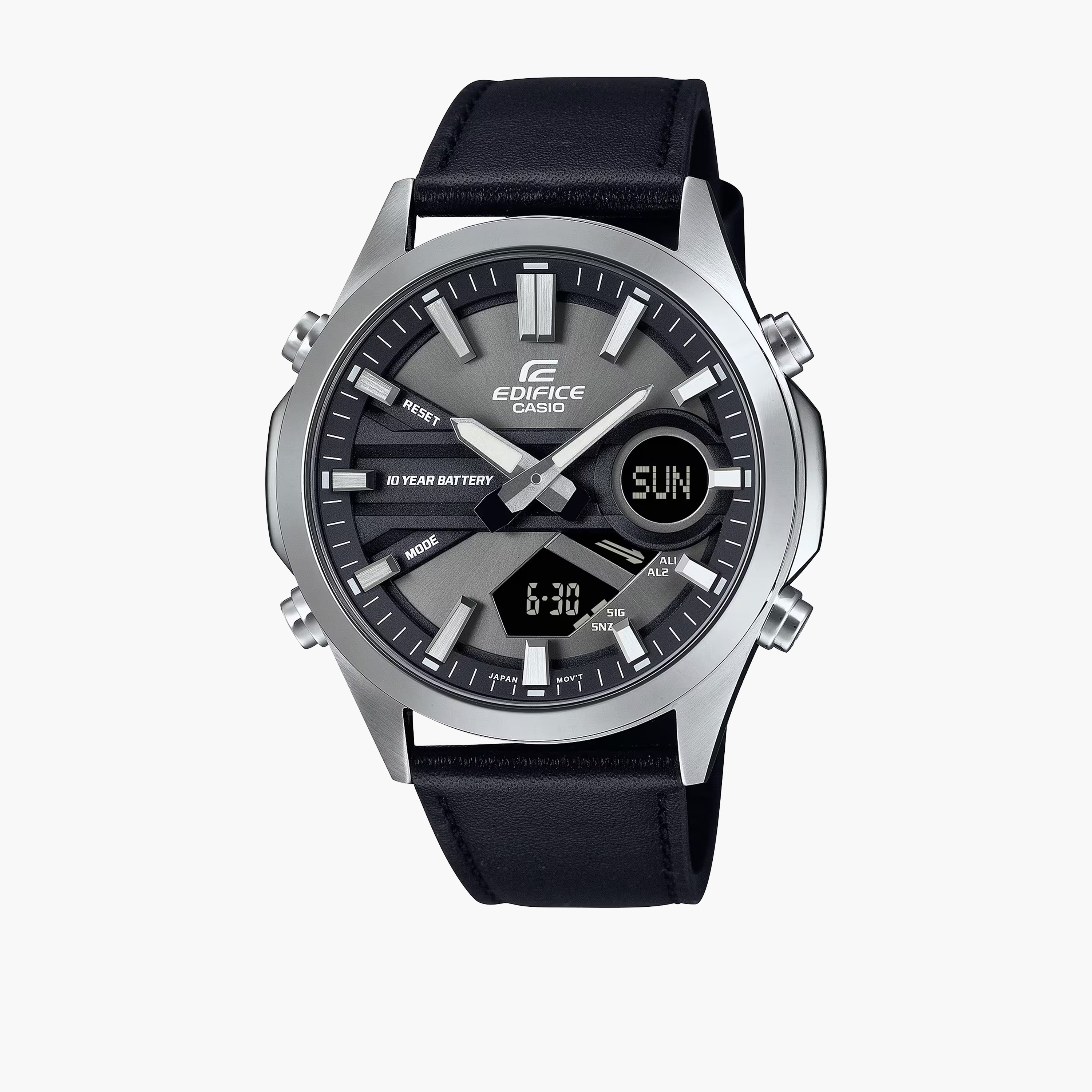Casio Edifice Men's 50MM Black Analog-Digital Leather Strap Watch | EFV-C120L-8ADF-men-watchesandjewellery-watches-image-1