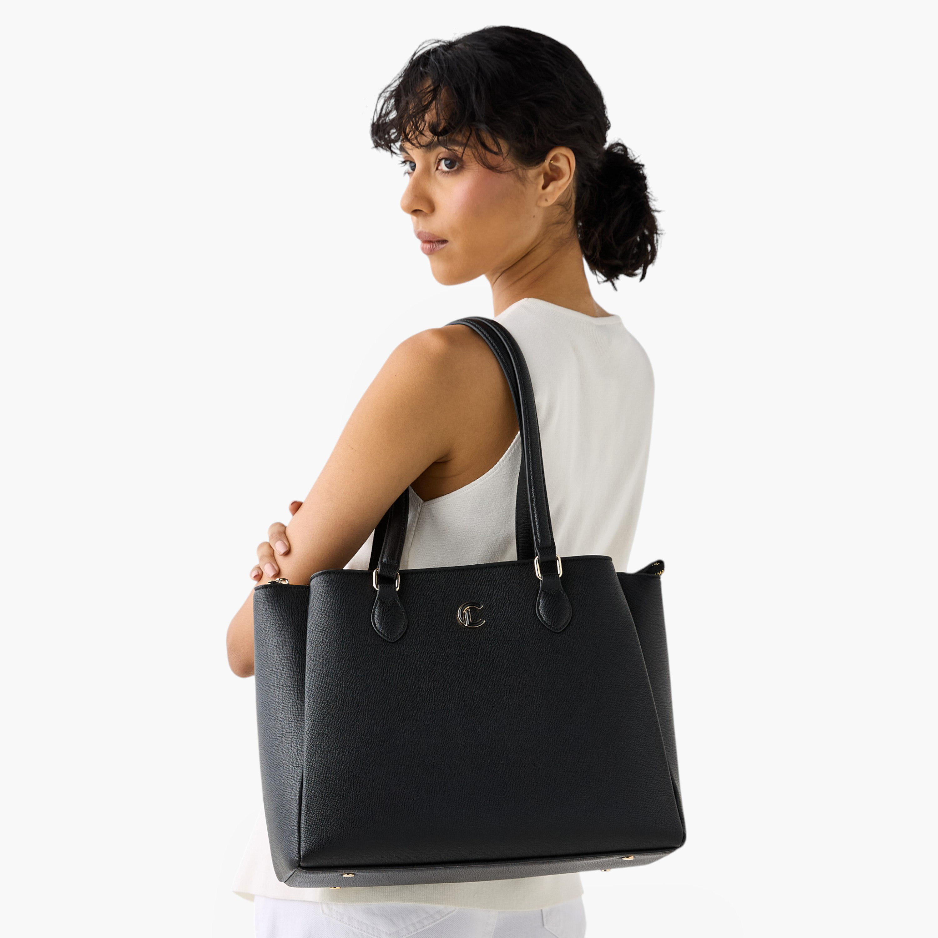 شنطة توت سادة مع حزام قابل للفصل وسحاب إغلاق من لو كومفورت-women-bagsandwallets-handbags-image-2