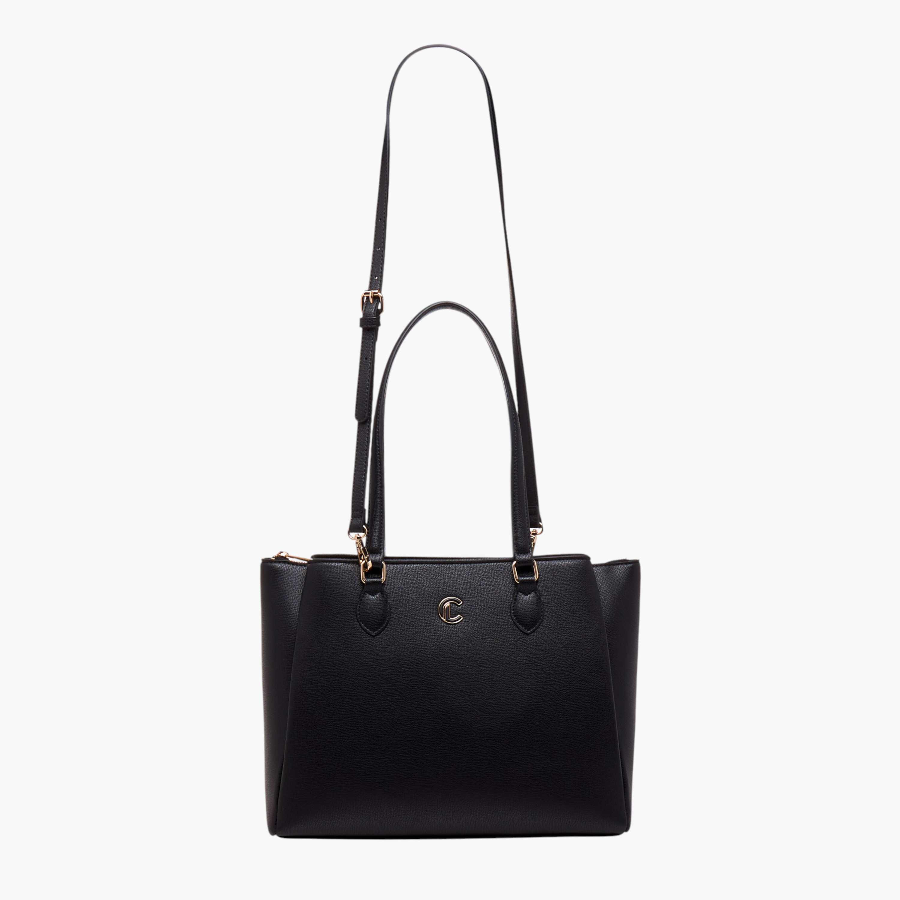 شنطة توت سادة مع حزام قابل للفصل وسحاب إغلاق من لو كومفورت-women-bagsandwallets-handbags-image-3