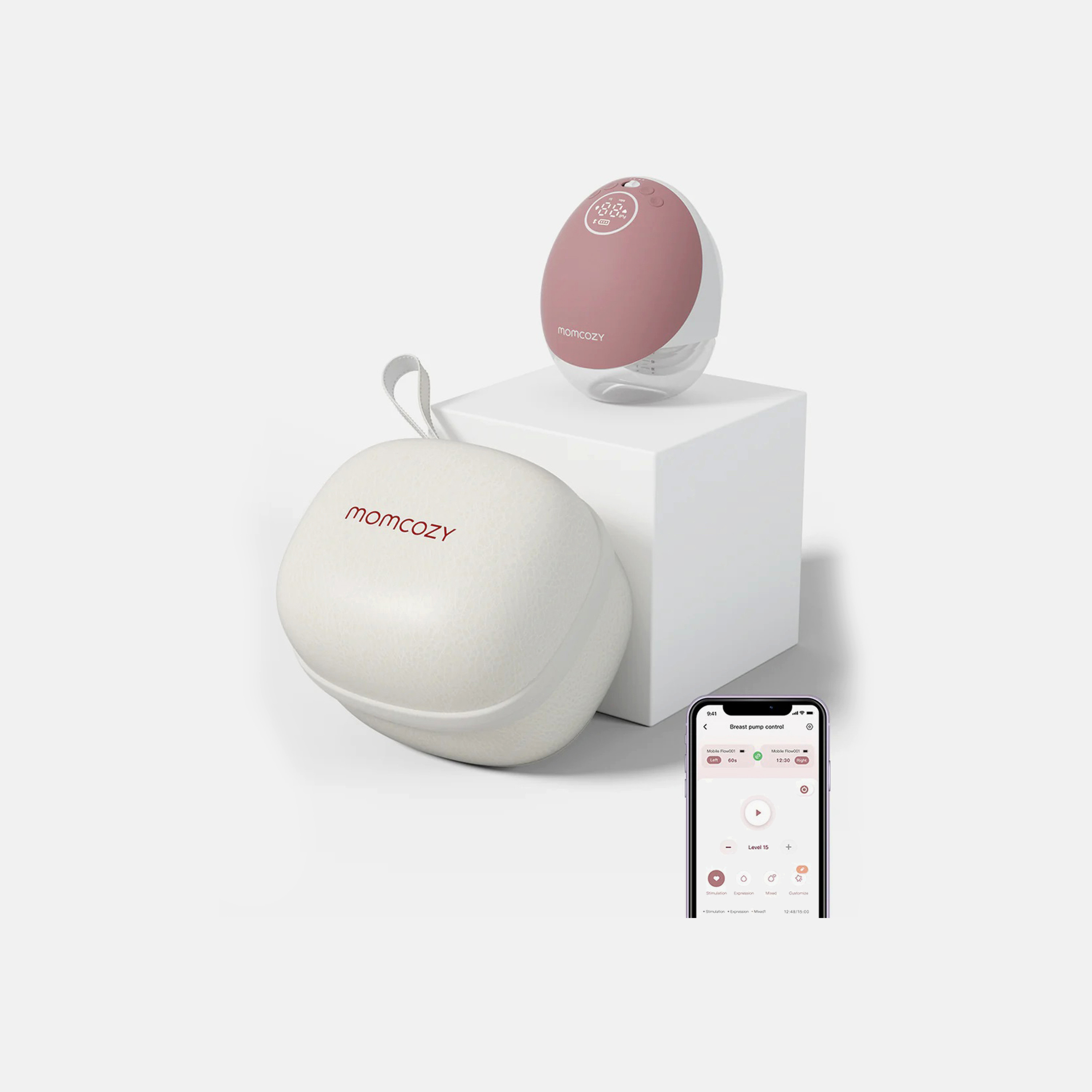 Momcozy M9 Mobile Flow Hands-Free Single Breast Pump - Maroon-baby-feeding-breastfeedingandcare-image-1