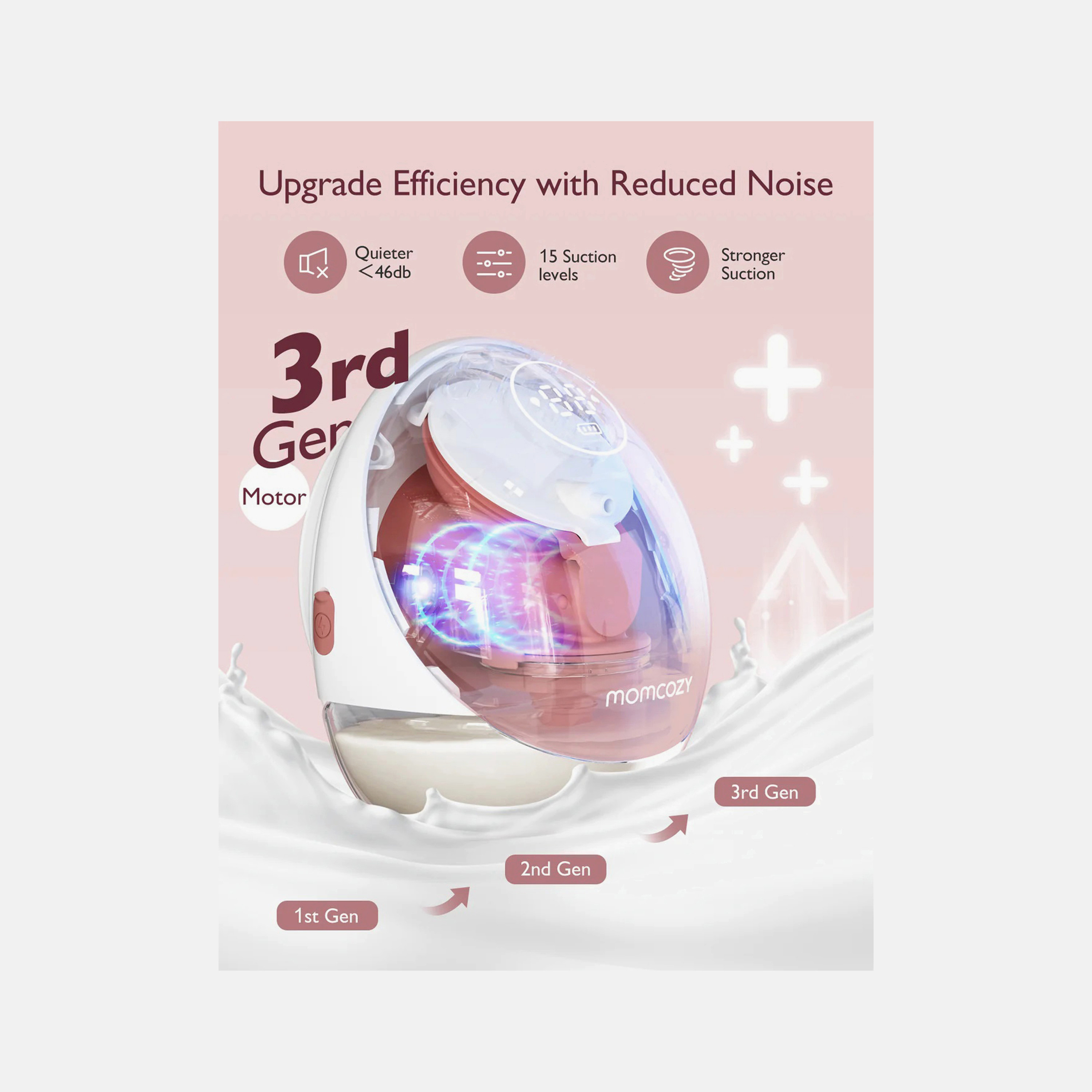 Momcozy M9 Mobile Flow Hands-Free Single Breast Pump - Maroon-baby-feeding-breastfeedingandcare-image-2