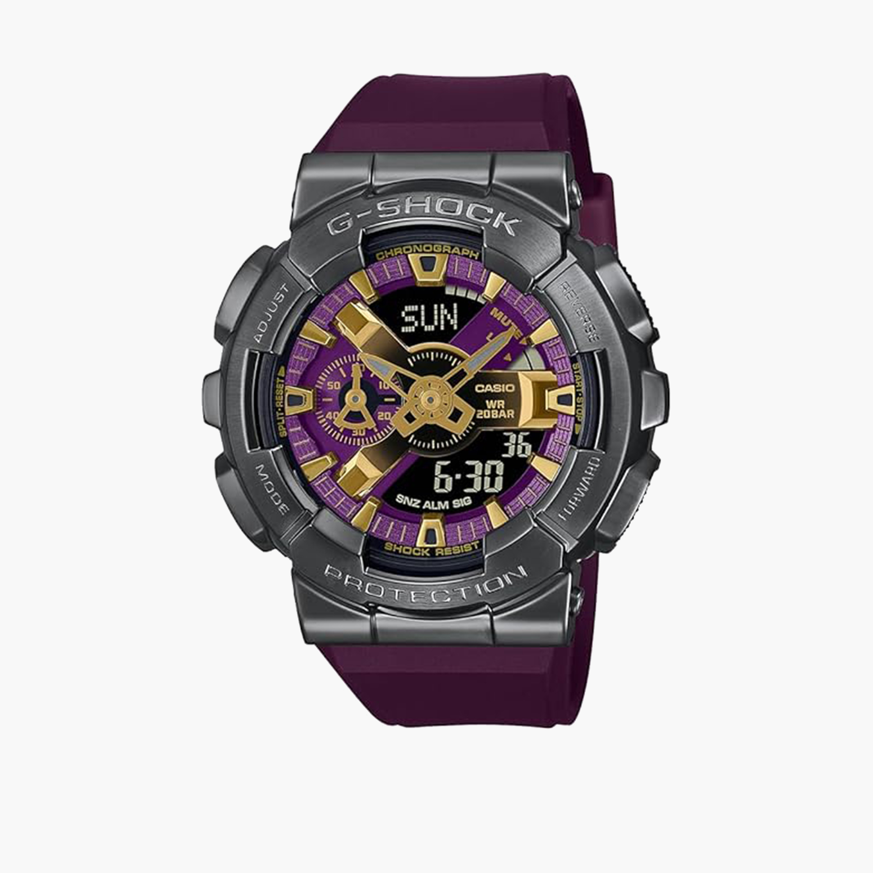 ساعة جي شوك للرجال 52 ملم بنفسجية انالوج-رقمية بسوار بلاستيكي | GM-110CL-6ADR-men-watchesandjewellery-watches-image-1