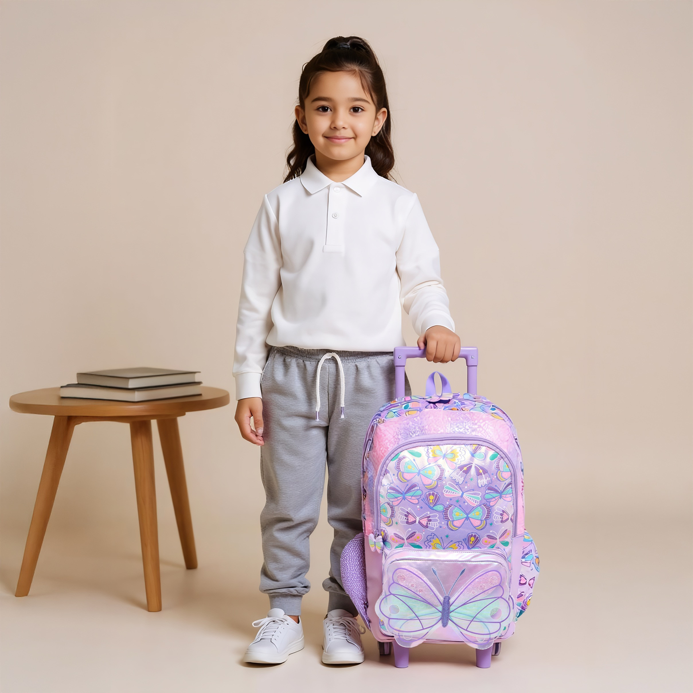 Butterfly Trolley Bag for Girls 5-8 Years with Retractable Handle – 16.5 inches-promo_LS20_OMN-image-2
