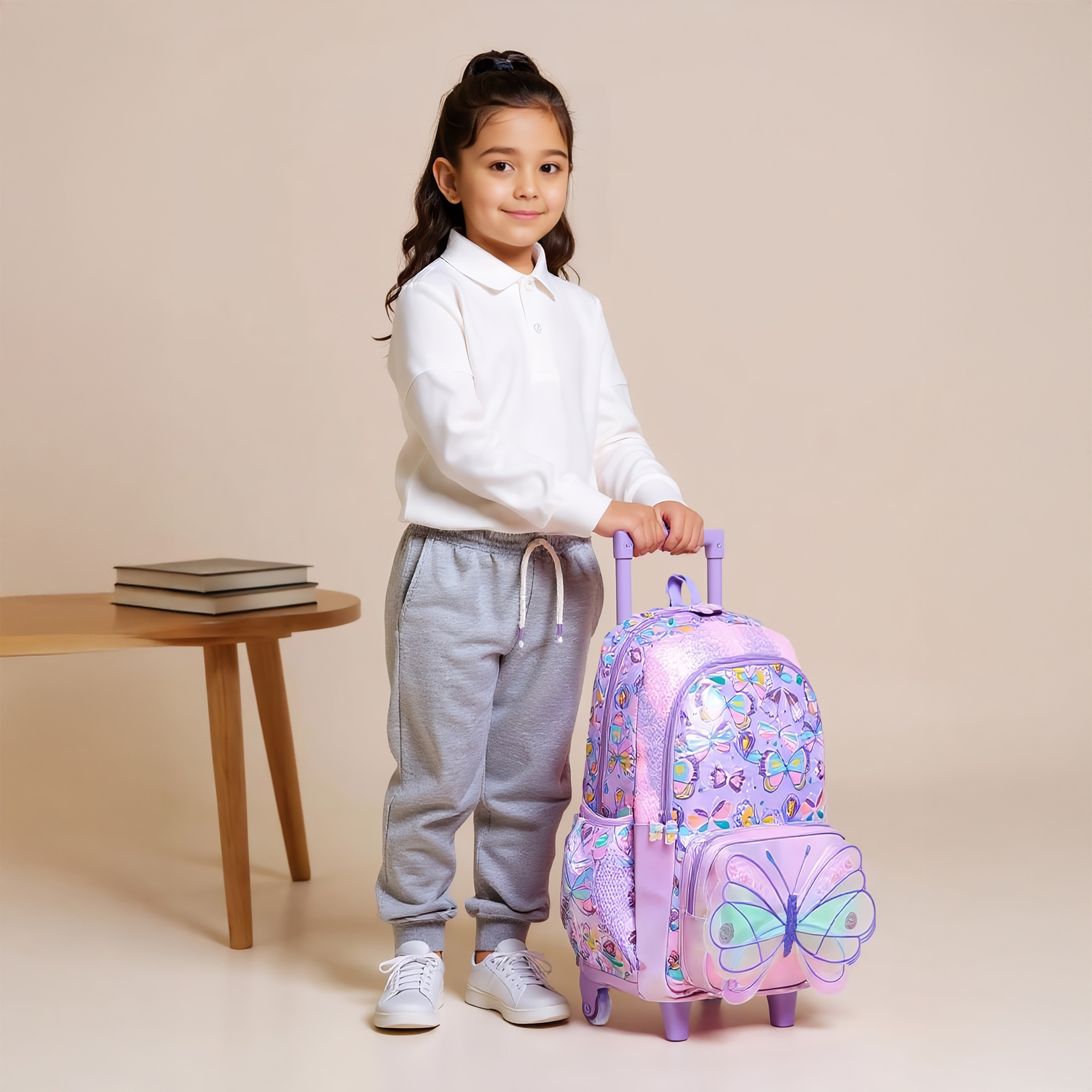 Butterfly Trolley Bag for Girls 5-8 Years with Retractable Handle – 16.5 inches-promo_LS20_OMN-image-3
