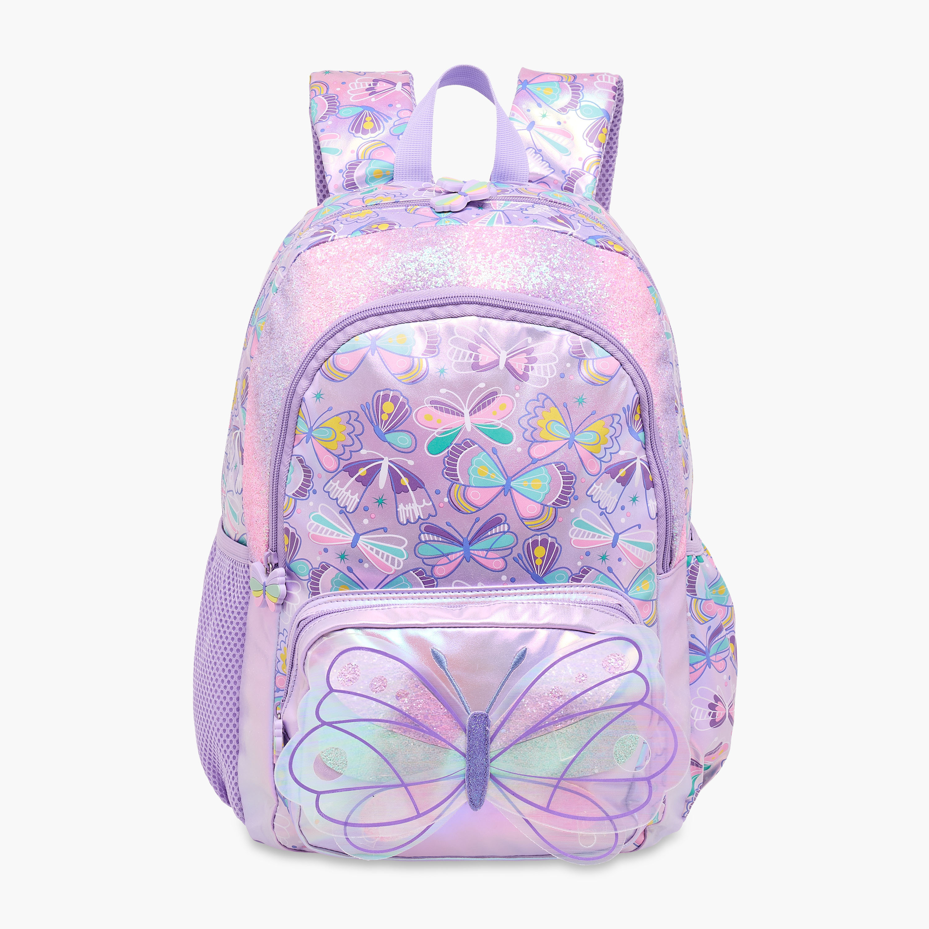 Butterfly Print Backpack with Adjustable Straps and Zip Closure - 42x30x14 cms-school-bagsandbackpacks-backpacks-image-1