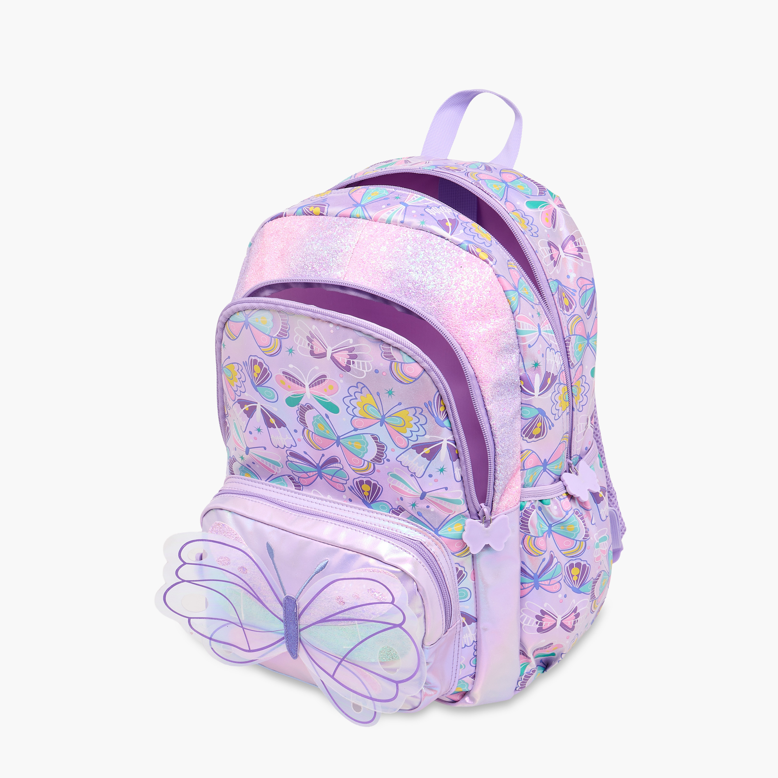 Butterfly Print Backpack with Adjustable Straps and Zip Closure - 42x30x14 cms-school-bagsandbackpacks-backpacks-image-11