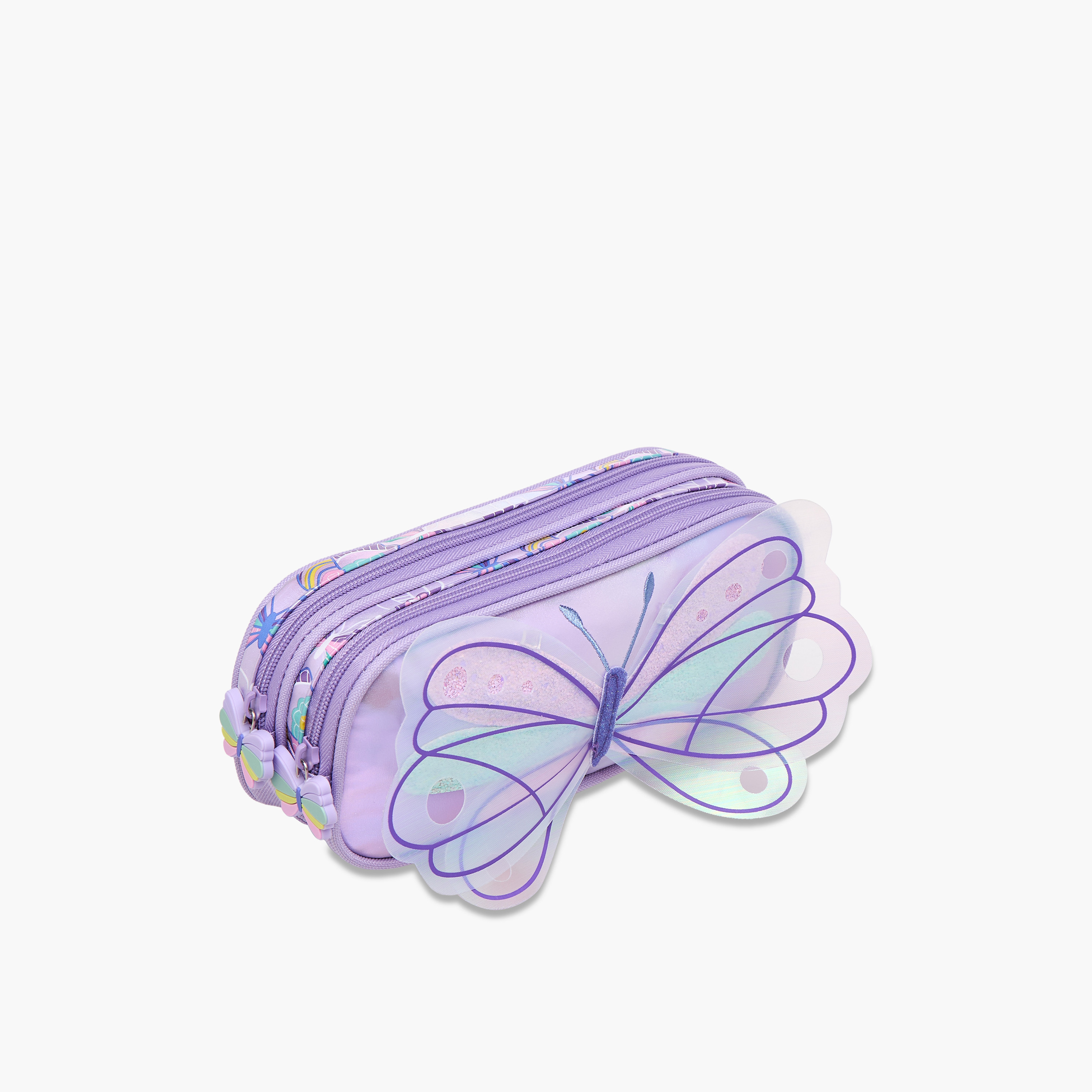 Butterfly Applique Pencil Pouch with Zip Closure-school-stationery-pencilcases-image-2