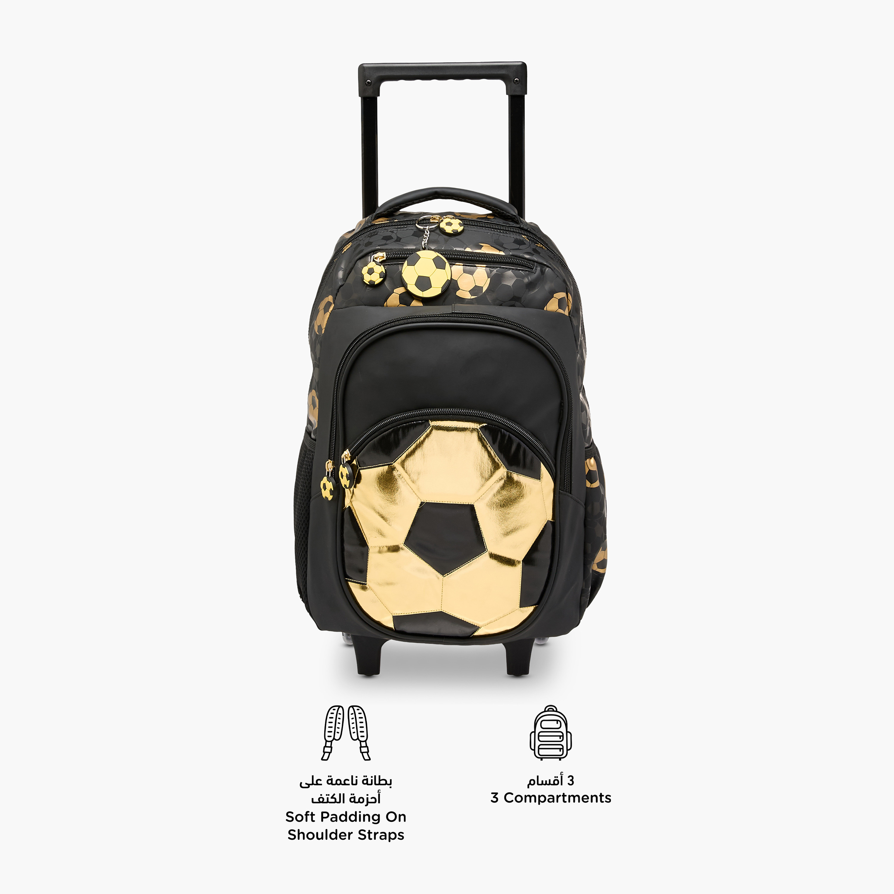 Football Trolley Bag for Boys 5-8 Years with Retractable Handle – 16.5 inches-school-bagsandbackpacks-trolleybags-image-6
