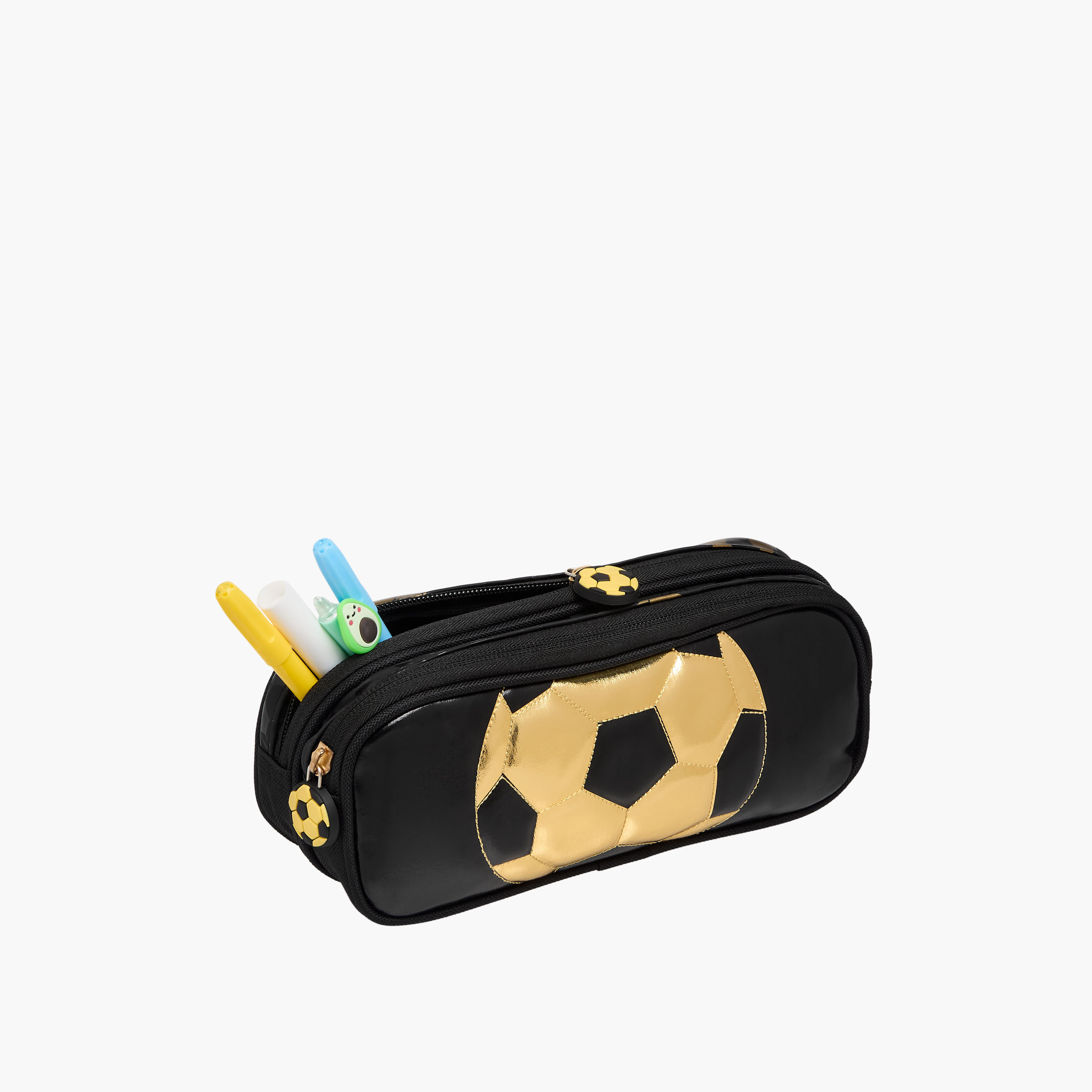 Soccer Print 2-Compartment Pencil Pouch with Zip Closure-school-stationery-pencilcases-image-7