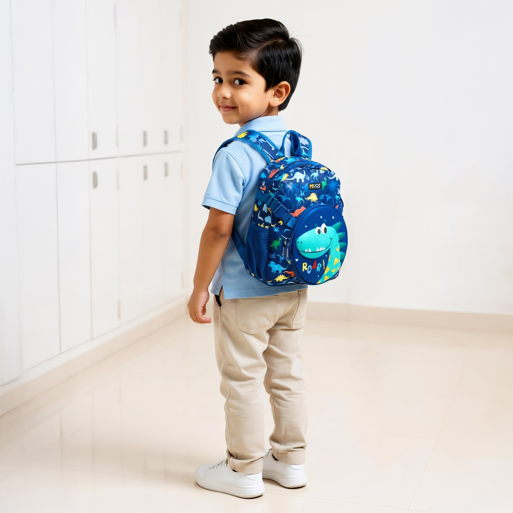 MUST Dinosaur Backpack with Adjustable Straps and Zip Closure - 28x17x33 cms-promo_LS20_OMN-image-2