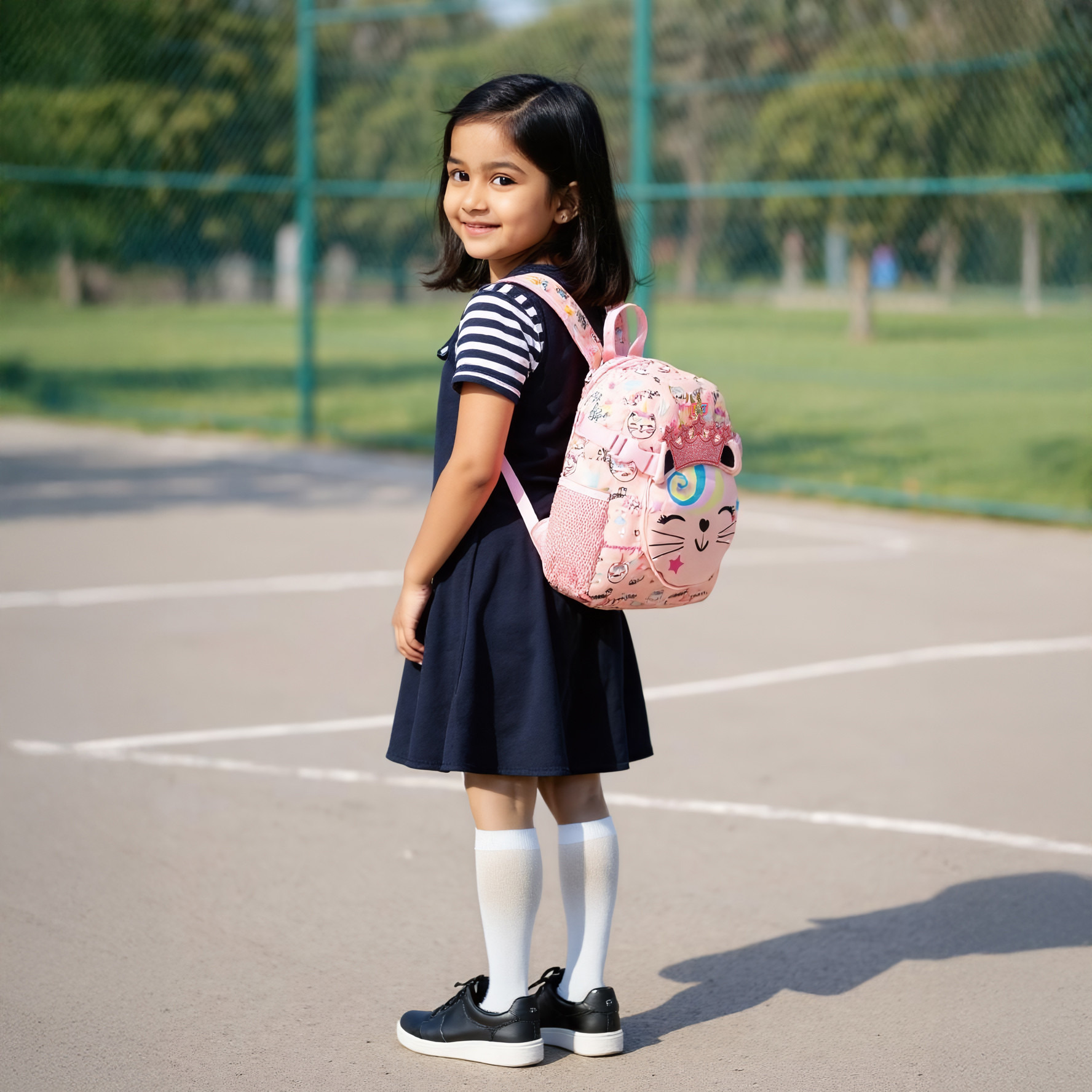 طقم شنطة ظهر وشنطة غداء بزخارف قطة من  ماست - 28x17x33 سم-school-bagsandbackpacks-backpacks-image-2