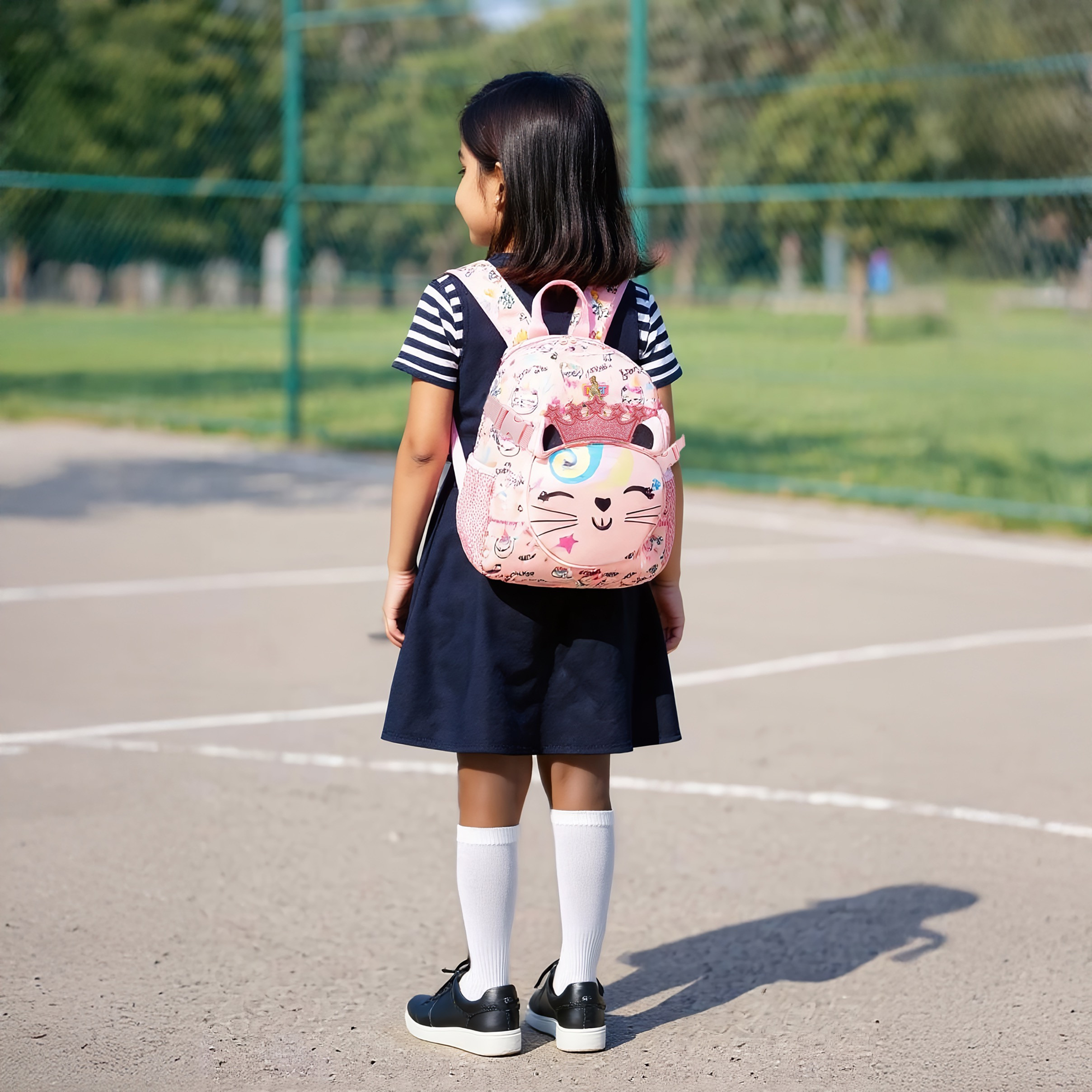 طقم شنطة ظهر وشنطة غداء بزخارف قطة من  ماست - 28x17x33 سم-school-bagsandbackpacks-backpacks-image-3
