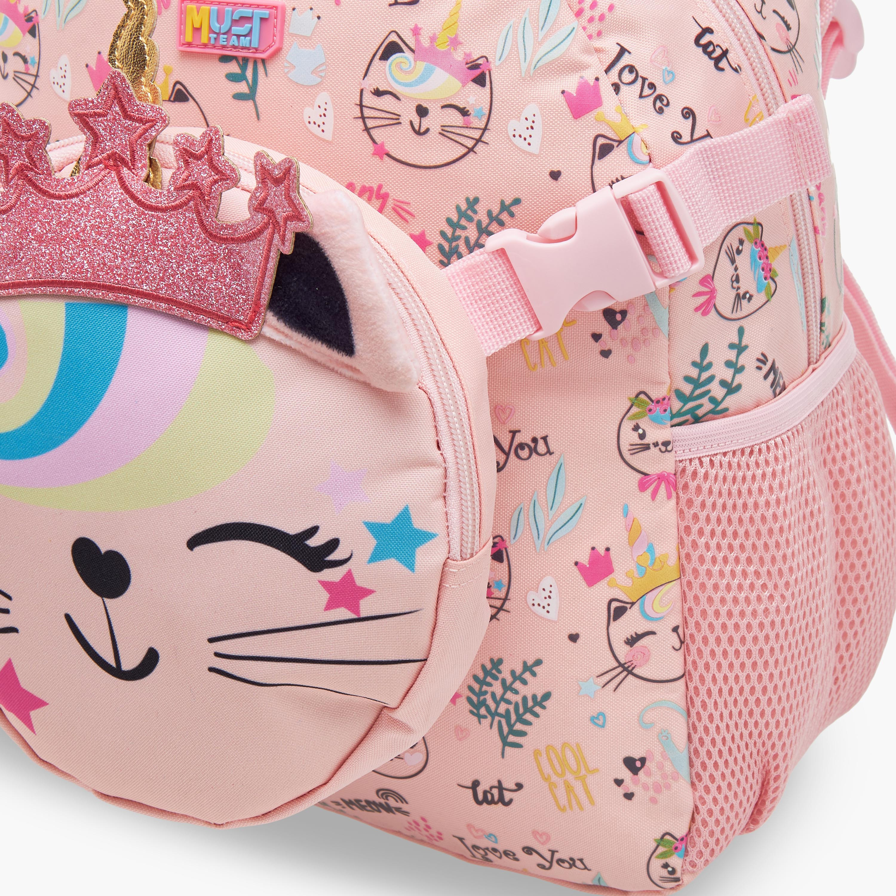 طقم شنطة ظهر وشنطة غداء بزخارف قطة من  ماست - 28x17x33 سم-school-bagsandbackpacks-backpacks-image-11