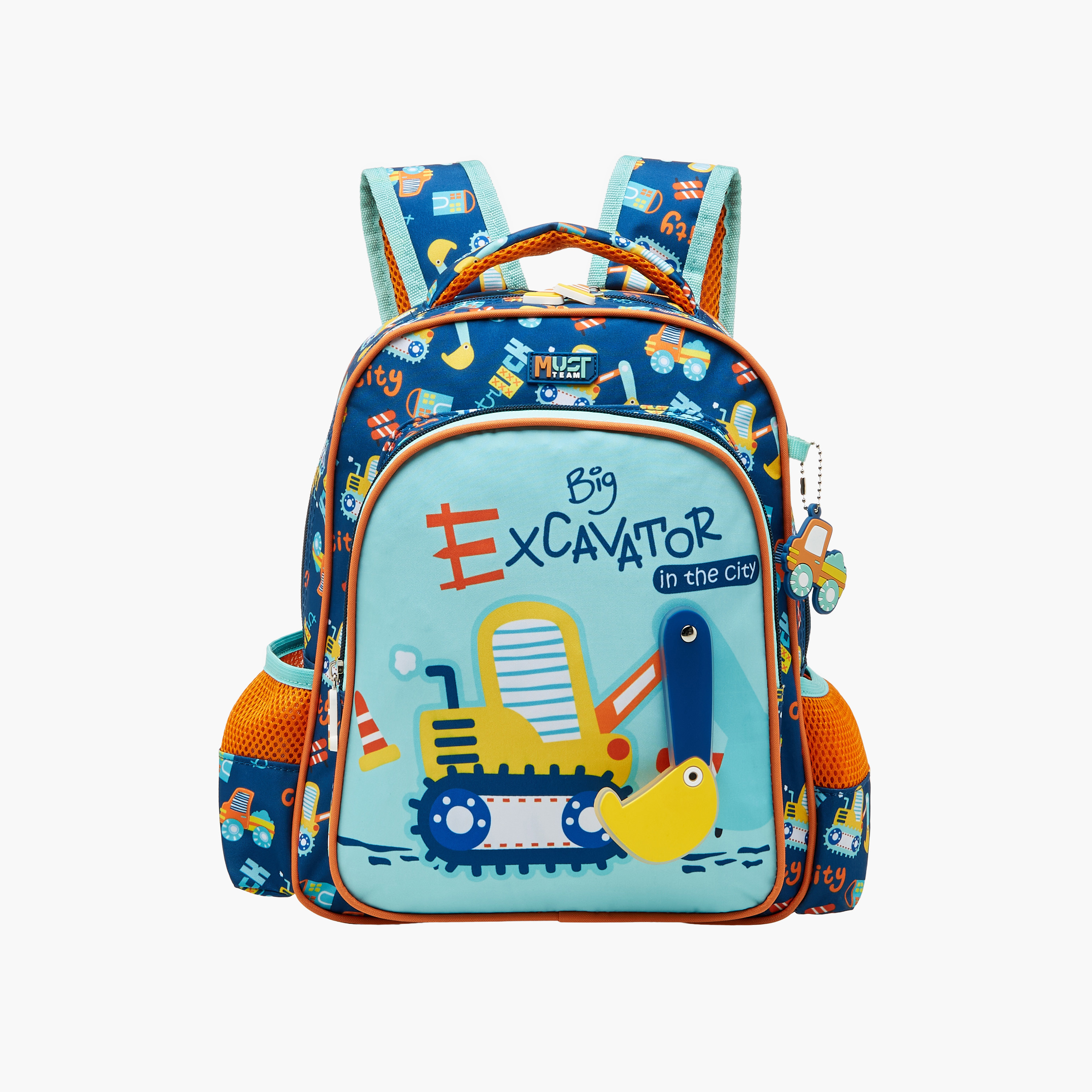 MUST Excavator Print Backpack with Adjustable Straps and Zip Closure - 27x10x31 cms-promo_LS20_OMN-image-1