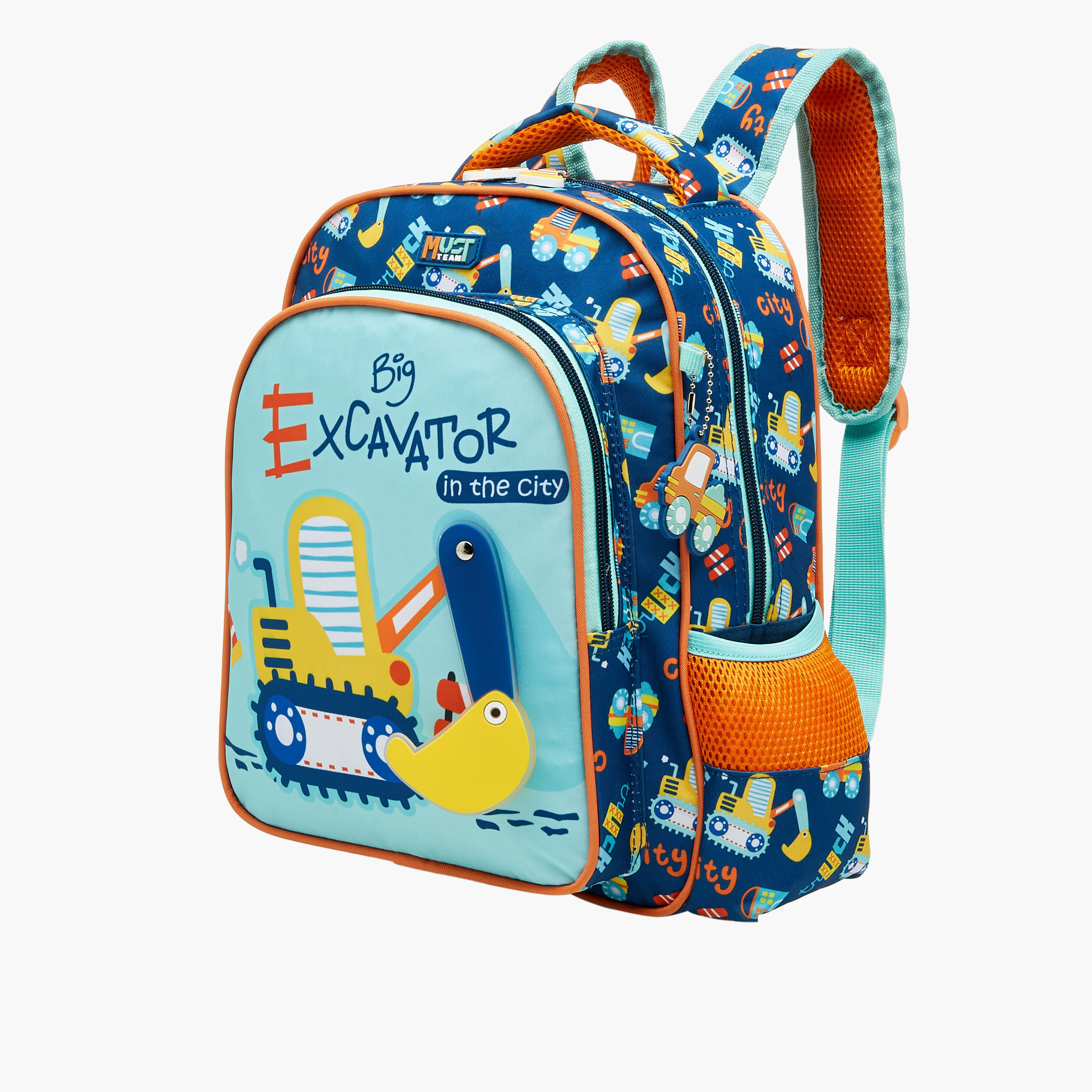 MUST Excavator Print Backpack with Adjustable Straps and Zip Closure - 27x10x31 cms-promo_LS20_OMN-image-2