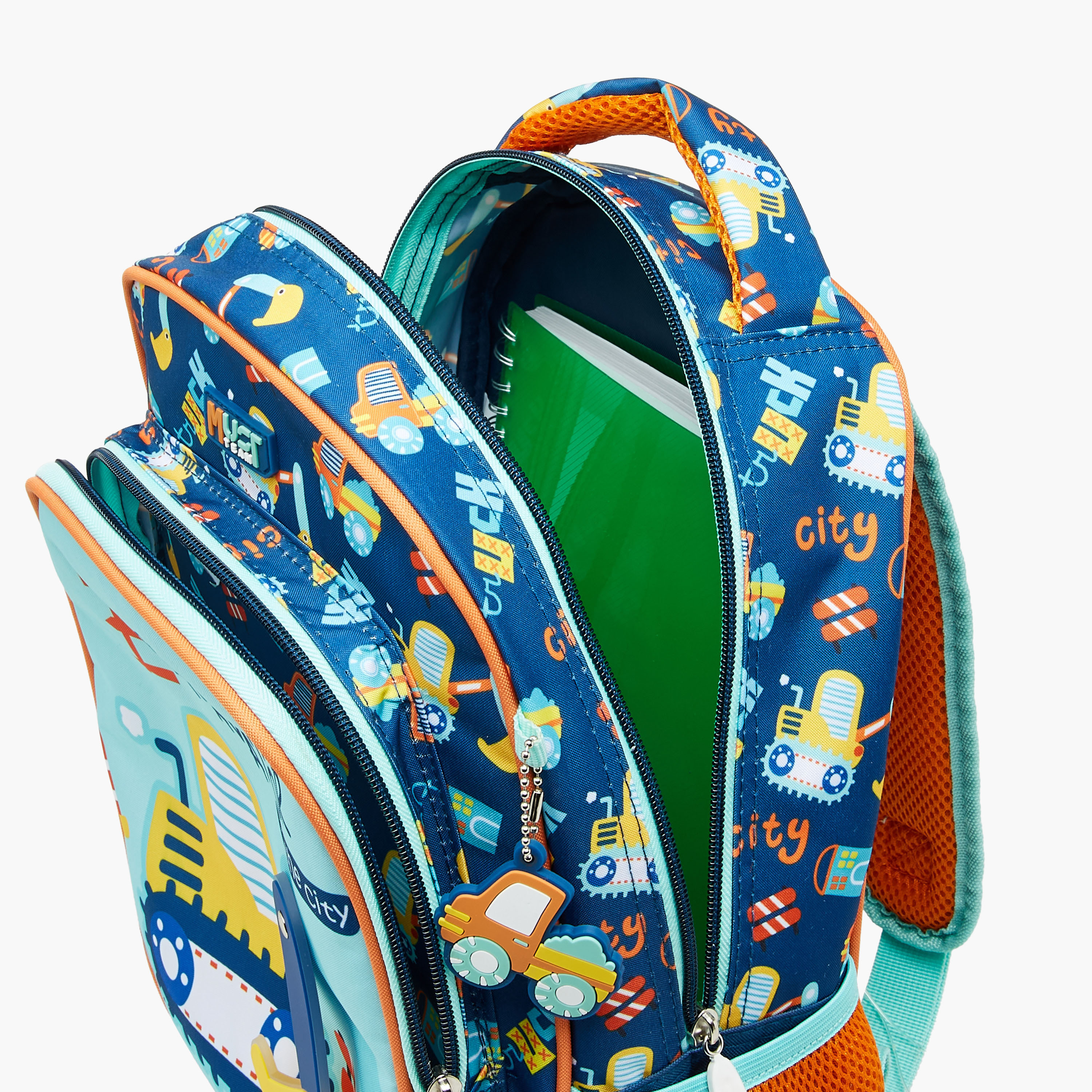 MUST Excavator Print Backpack with Adjustable Straps and Zip Closure - 27x10x31 cms-promo_LS20_OMN-image-7