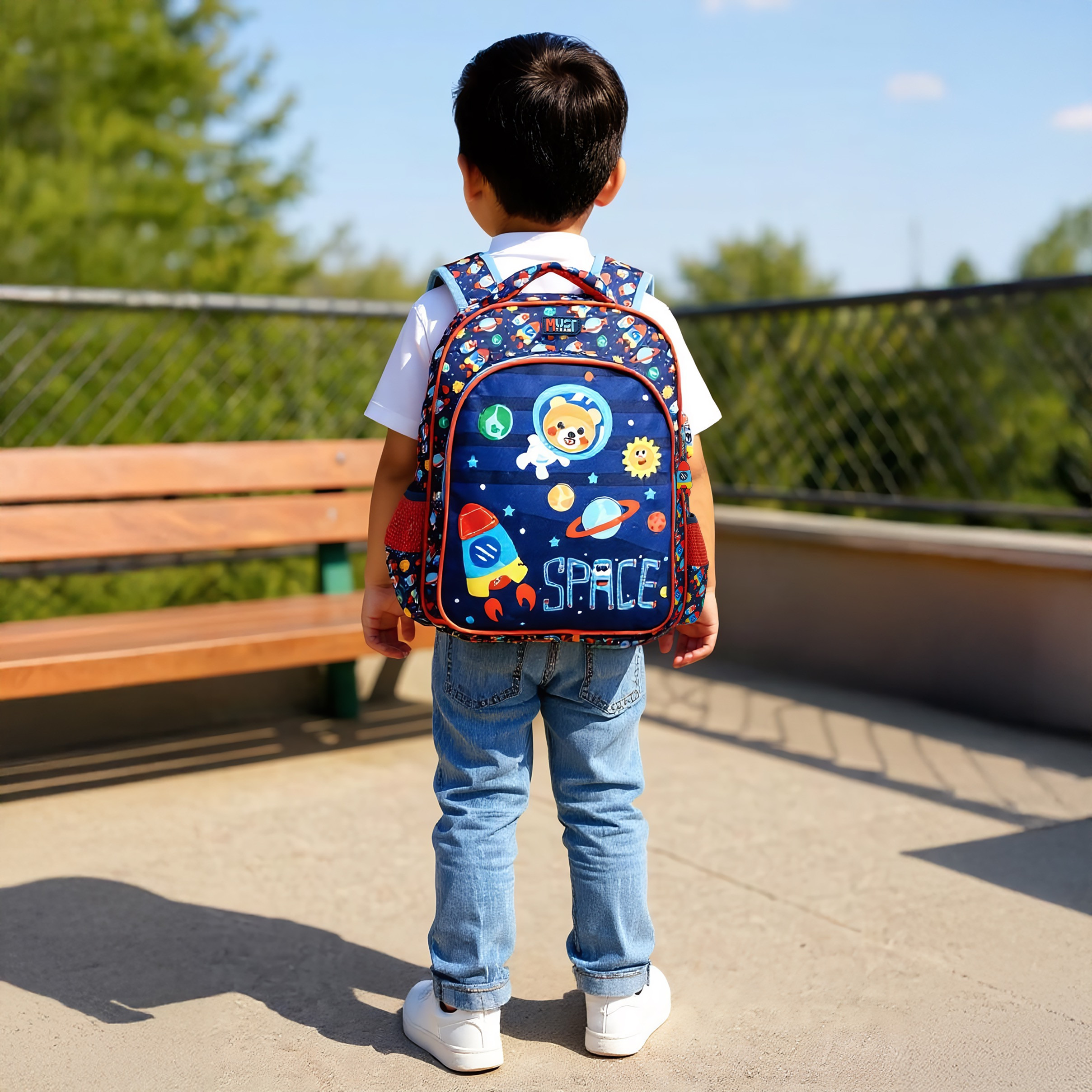 MUST Space Print Backpack with Adjustable Straps and Zip Closure - 27x10x31 cms-promo_LS20_OMN-image-3