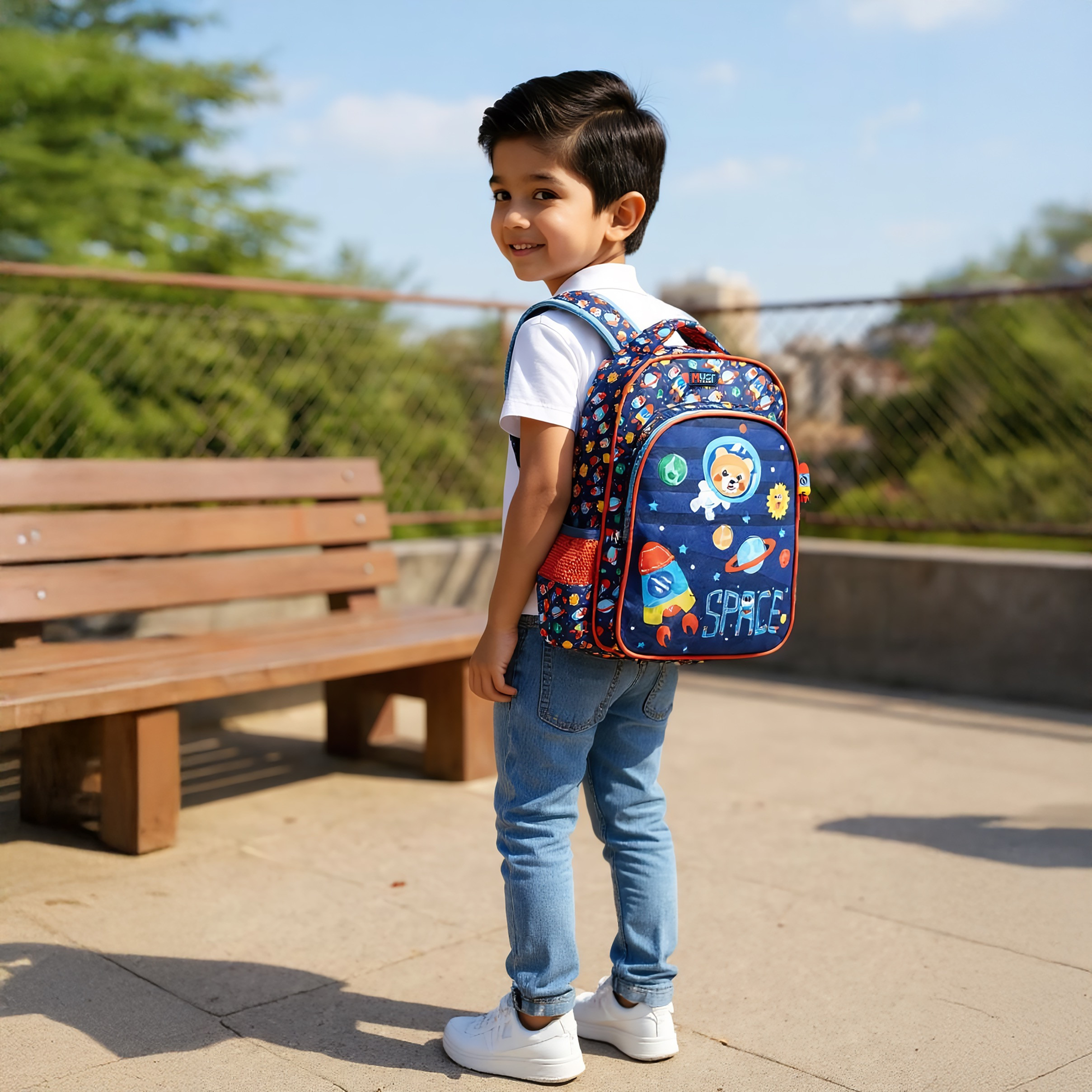 MUST Space Print Backpack with Adjustable Straps and Zip Closure - 27x10x31 cms-promo_LS20_OMN-image-2
