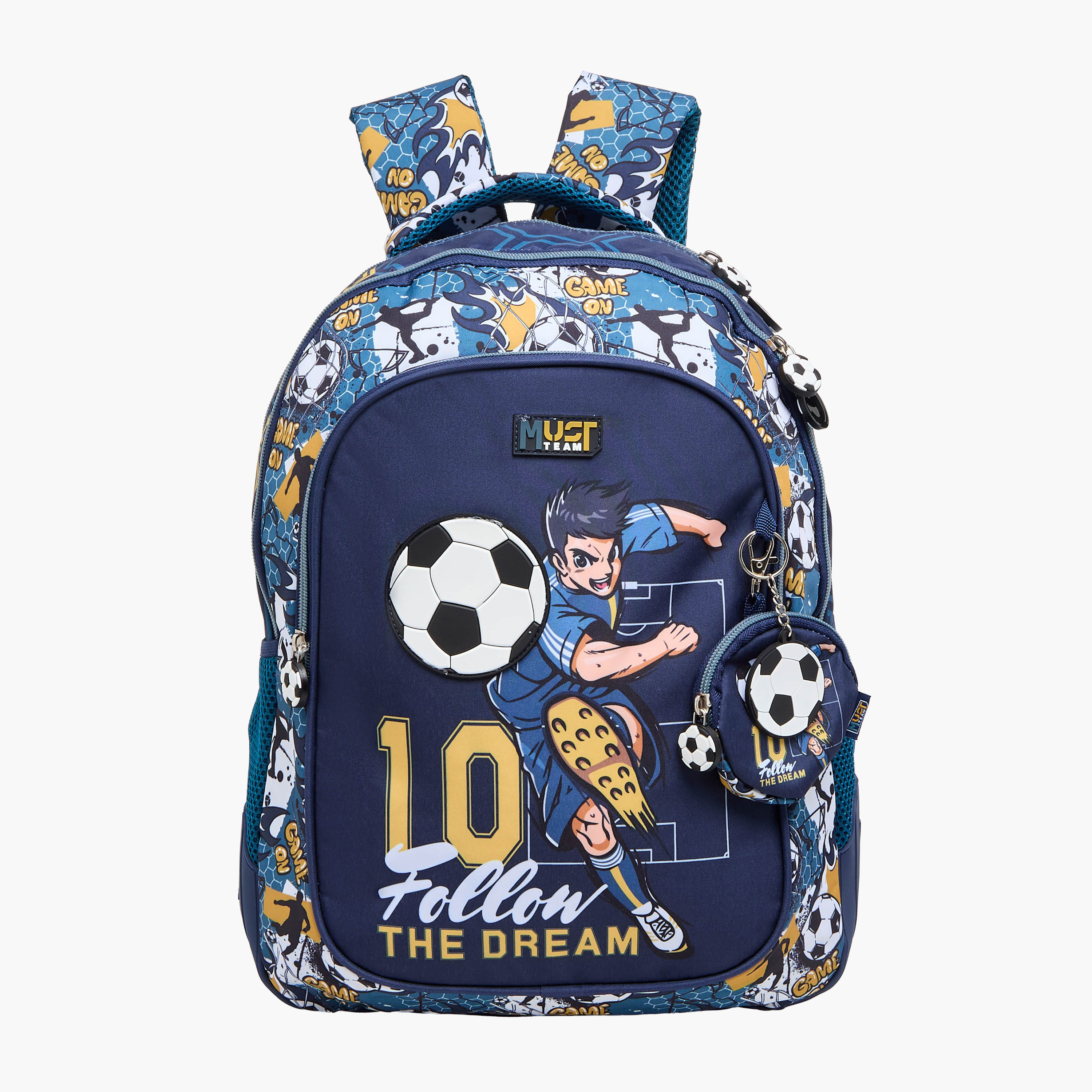 MUST Football Print School Backpack with Adjustable Shoulder Straps - 32x18x43 cms-school-bagsandbackpacks-backpacks-image-1