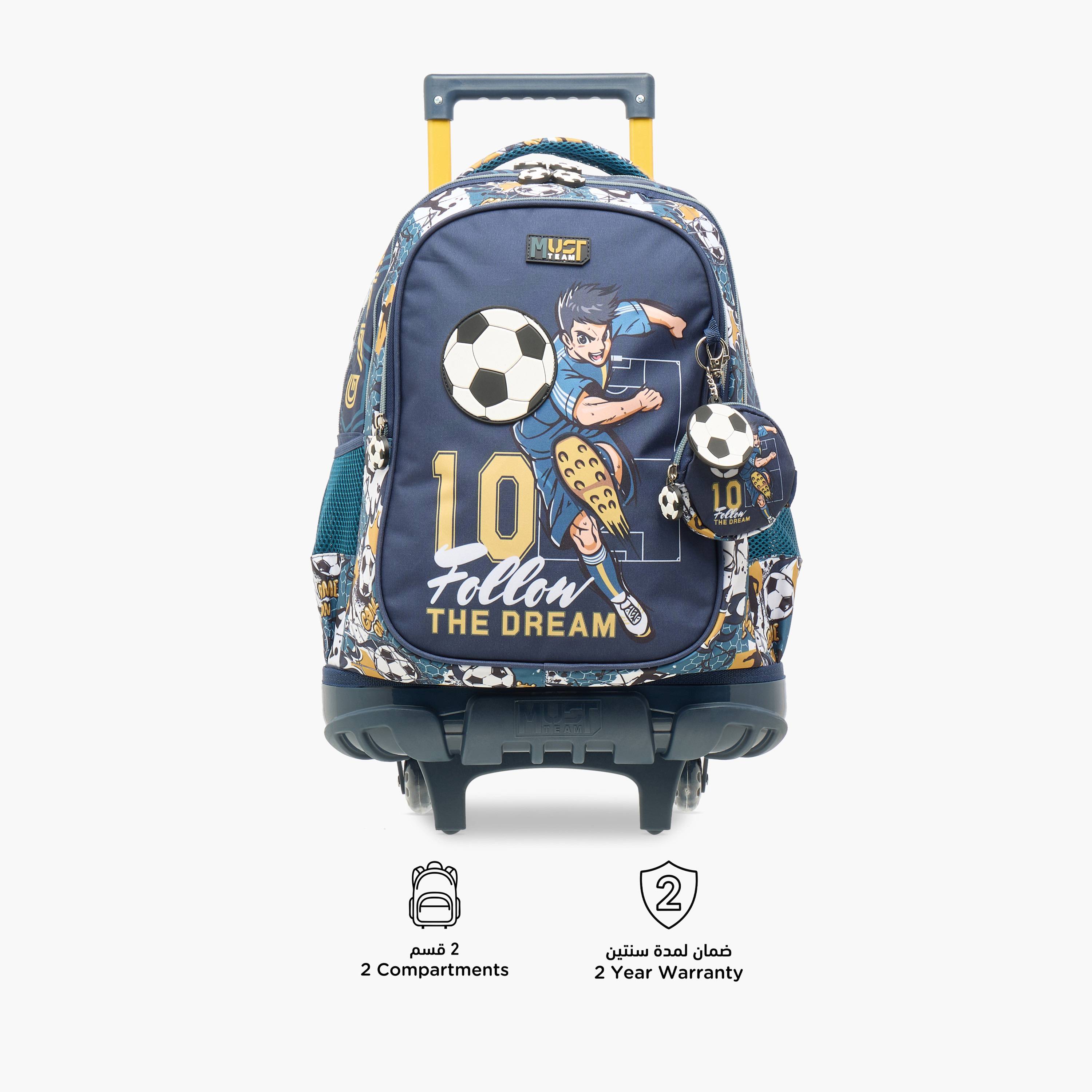 MUST Football Print Trolley Backpack with Retractable Handle -34x20x44 cms-school-bagsandbackpacks-trolleybags-image-6
