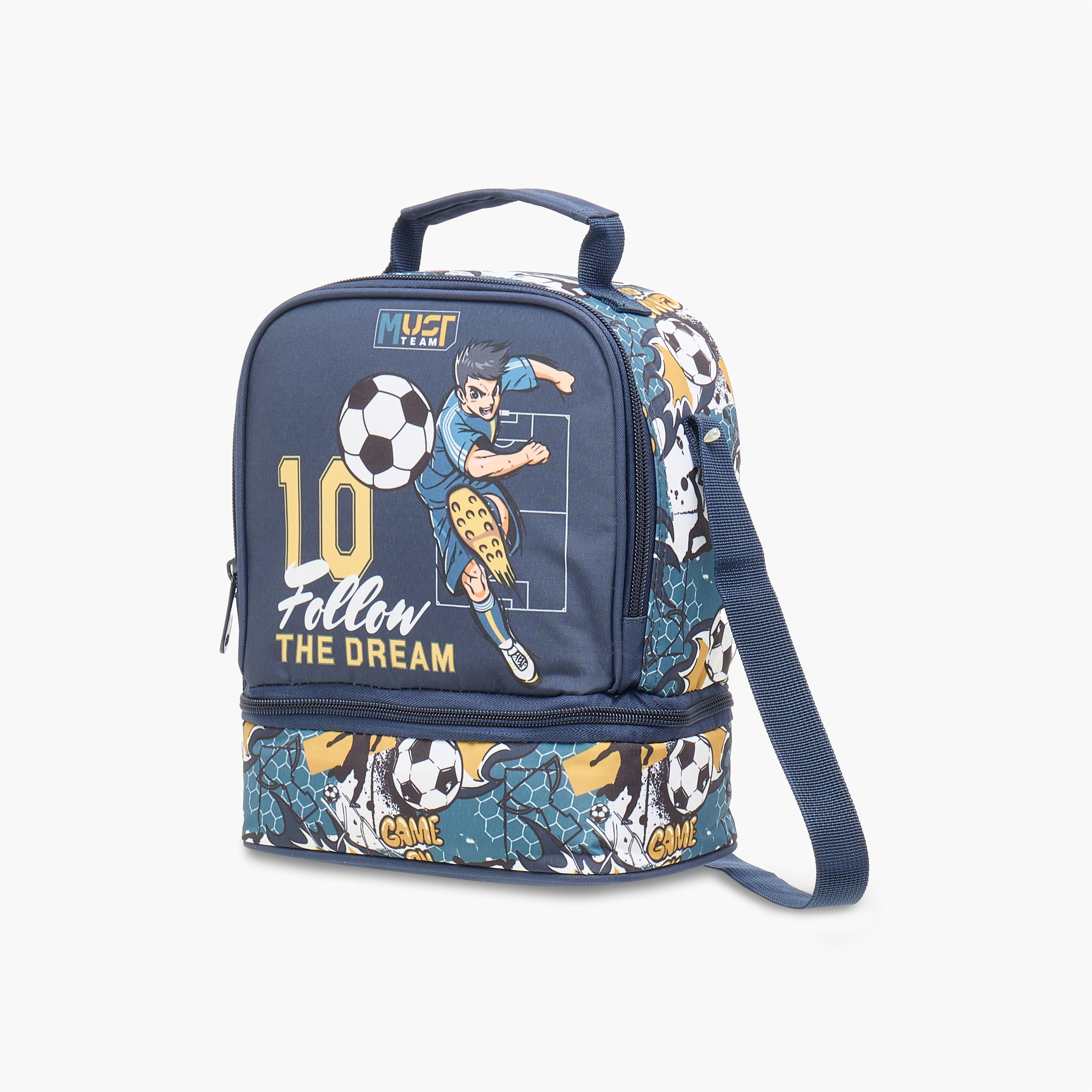 MUST Football Print Lunch Bag with Zip Closure-school-lunchessentials-lunchbags-image-2