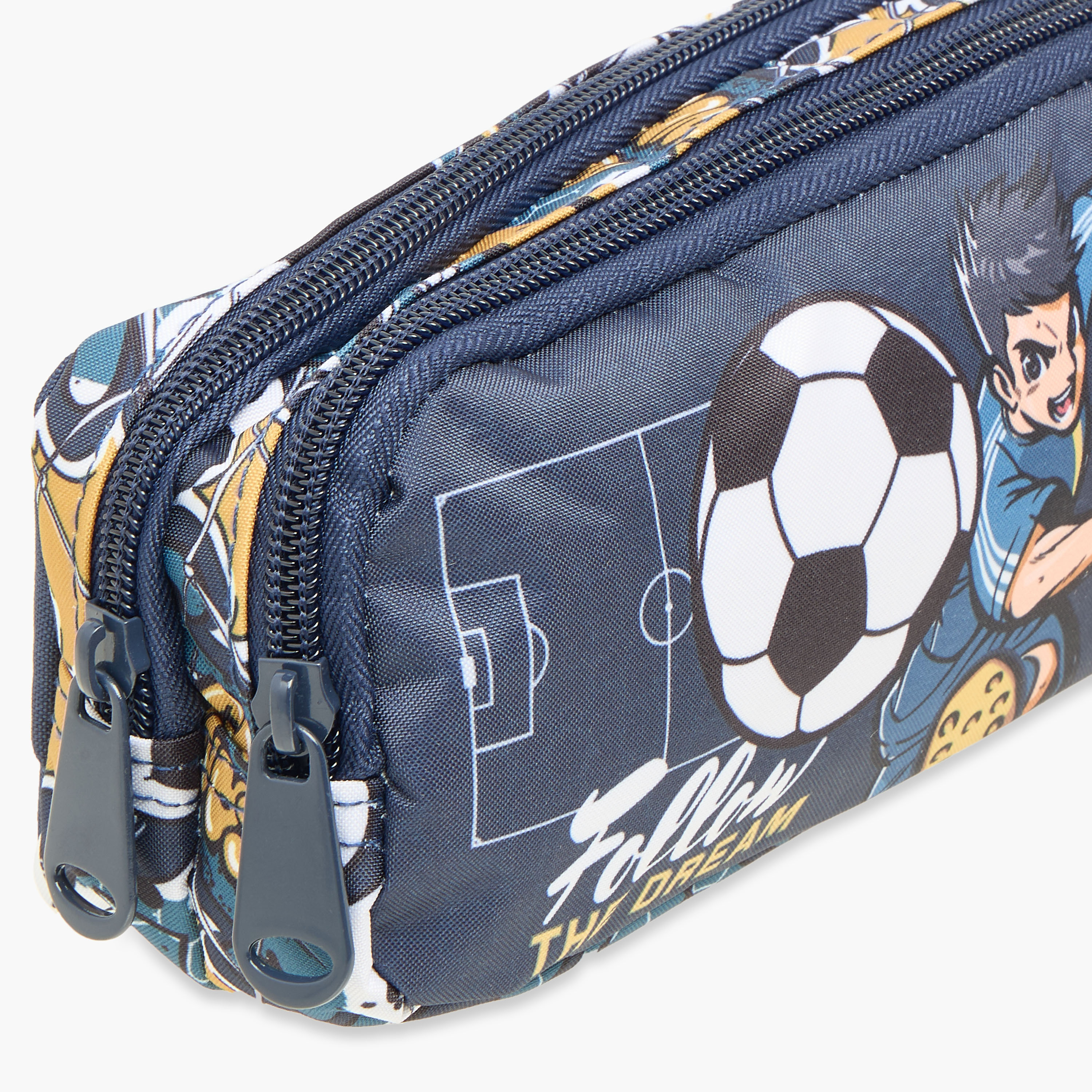 MUST Football Print 2-Compartment Pencil Pouch with Zip Closure-school-stationery-pencilcases-image-4