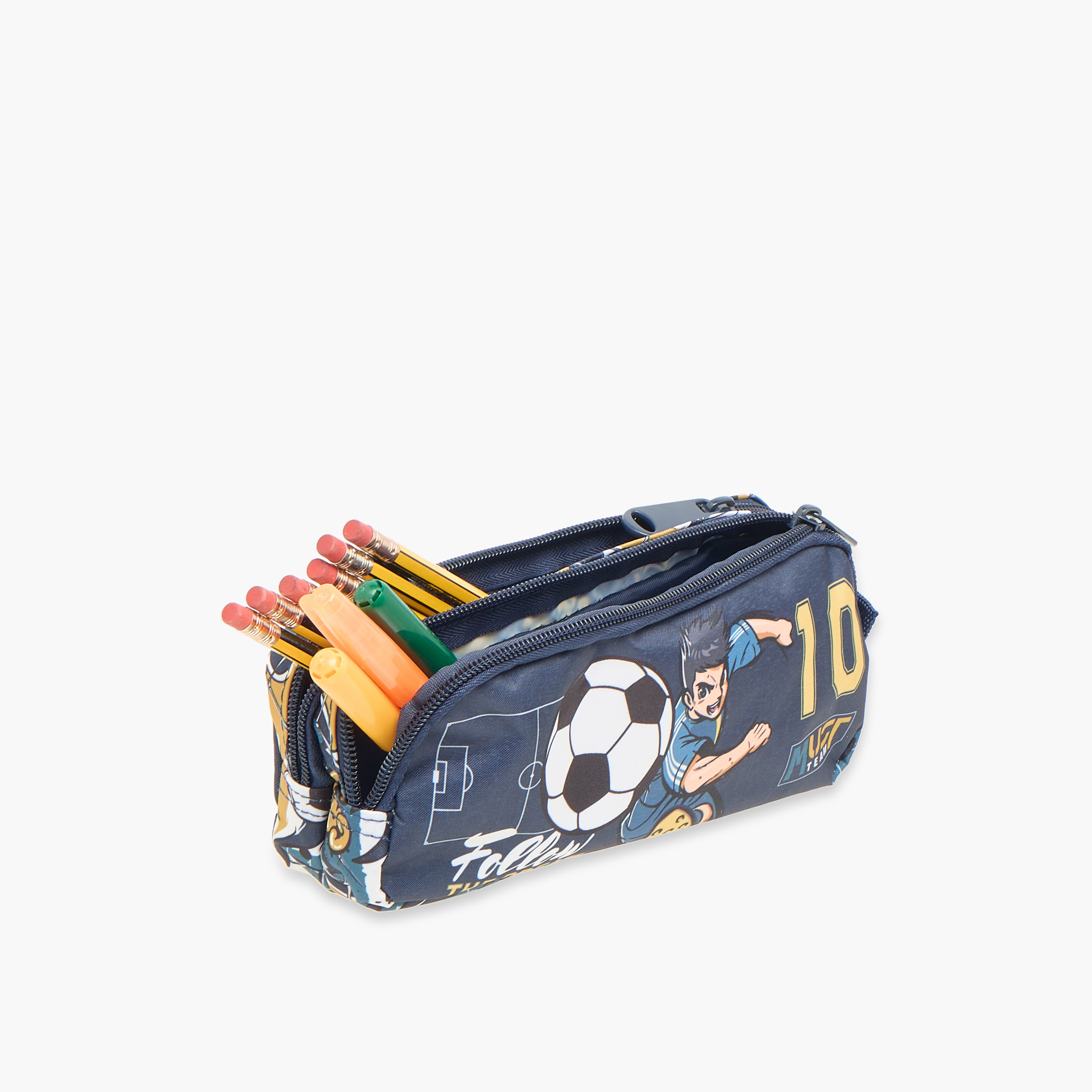 MUST Football Print 2-Compartment Pencil Pouch with Zip Closure-school-stationery-pencilcases-image-5