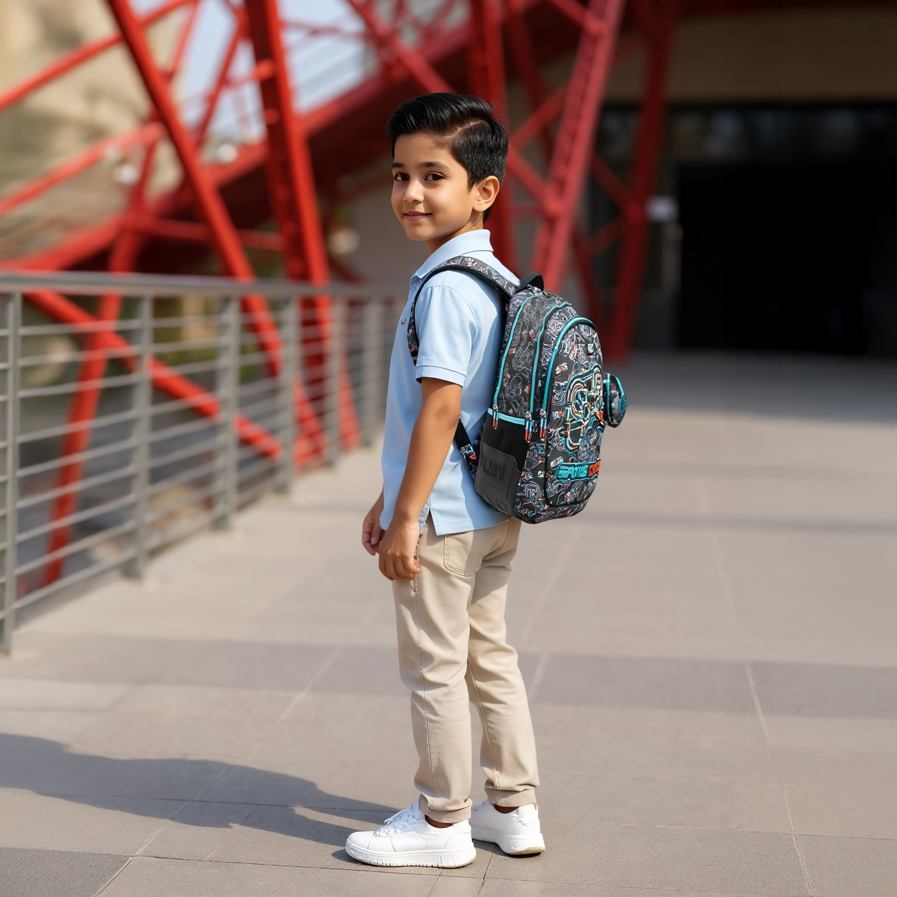 MUST Gamer Print Backpack with Detachable Pouch and Zip Closure - 32x18x43 cms-school-bagsandbackpacks-sets-image-2