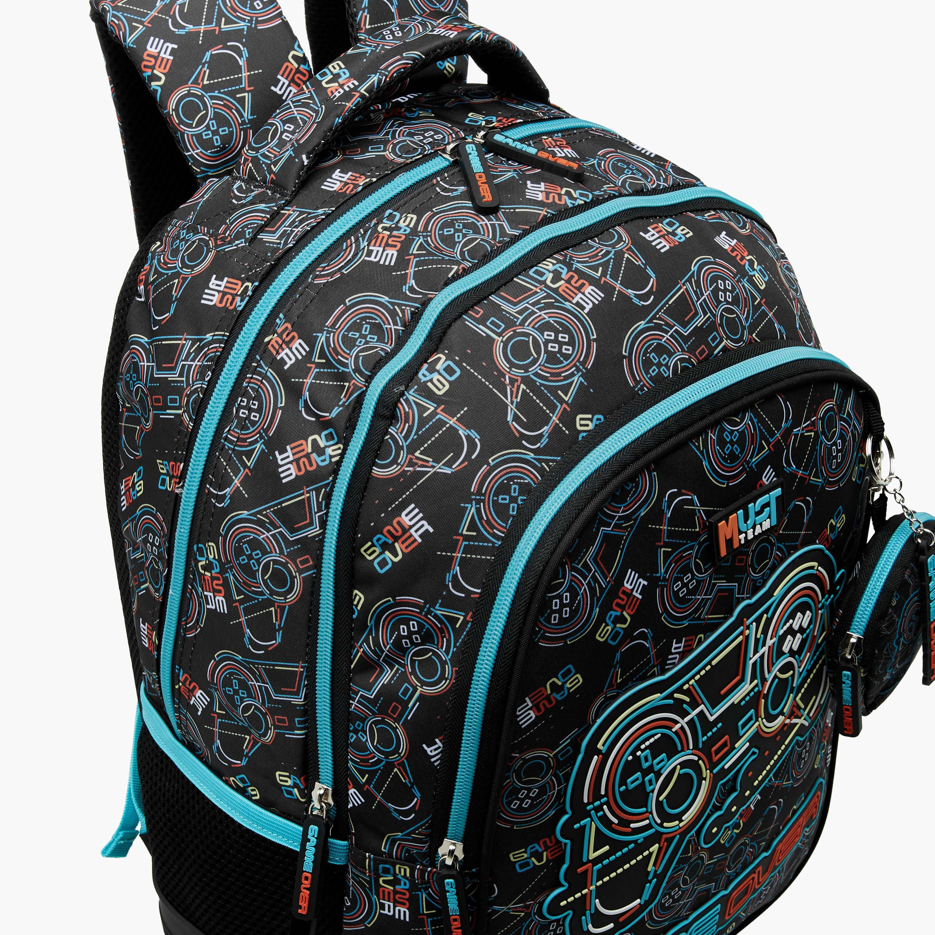 MUST Gamer Print Backpack with Detachable Pouch and Zip Closure - 32x18x43 cms-school-bagsandbackpacks-sets-image-8
