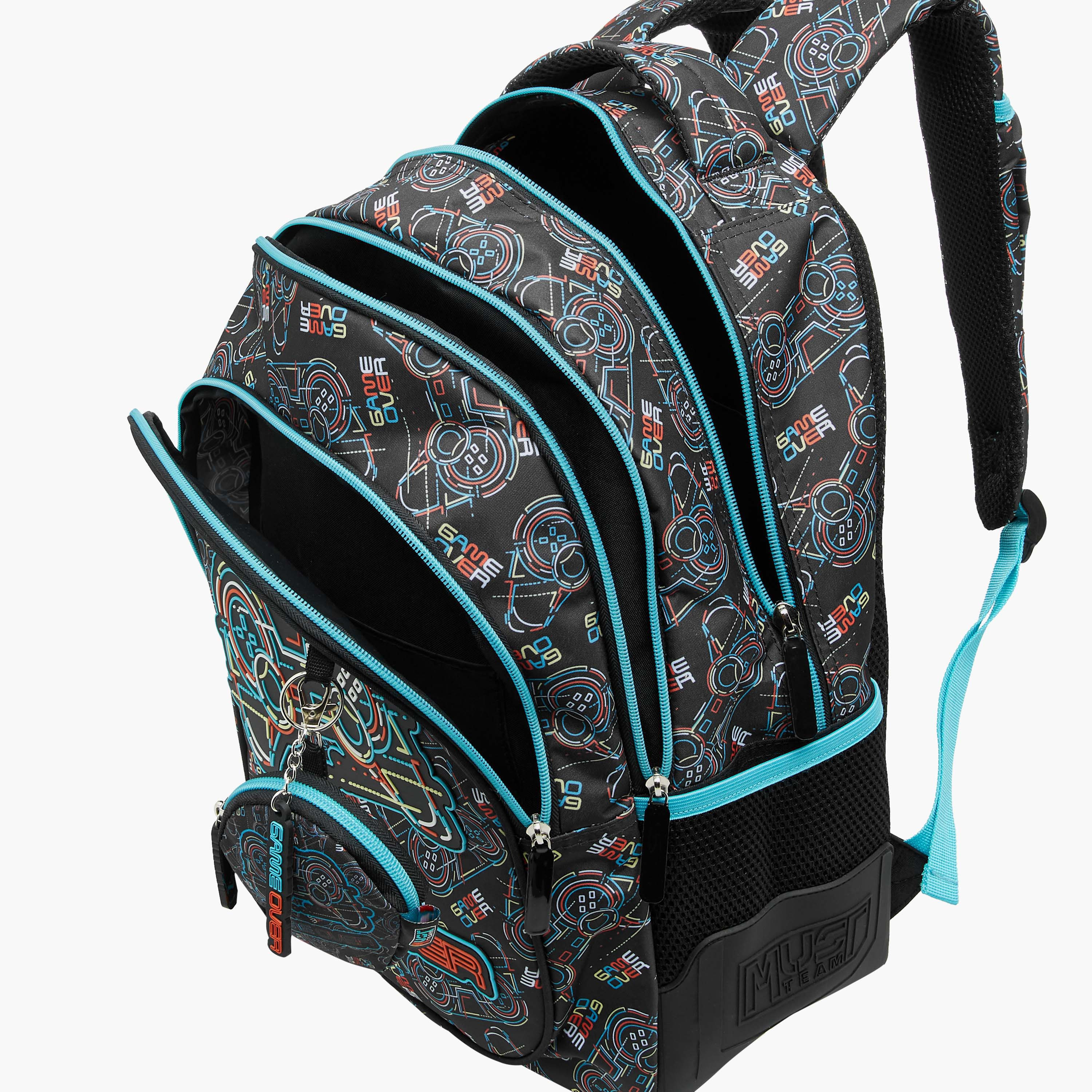 MUST Gamer Print Backpack with Detachable Pouch and Zip Closure - 32x18x43 cms-school-bagsandbackpacks-sets-image-9