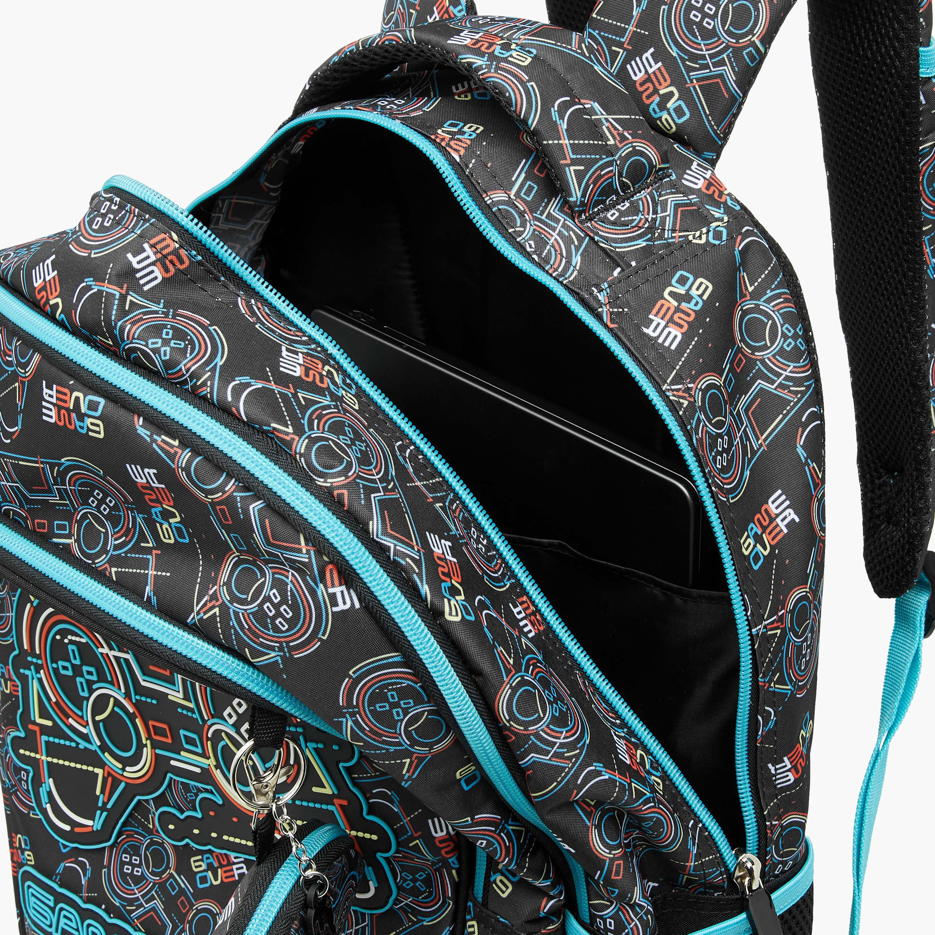 MUST Gamer Print Backpack with Detachable Pouch and Zip Closure - 32x18x43 cms-school-bagsandbackpacks-sets-image-10