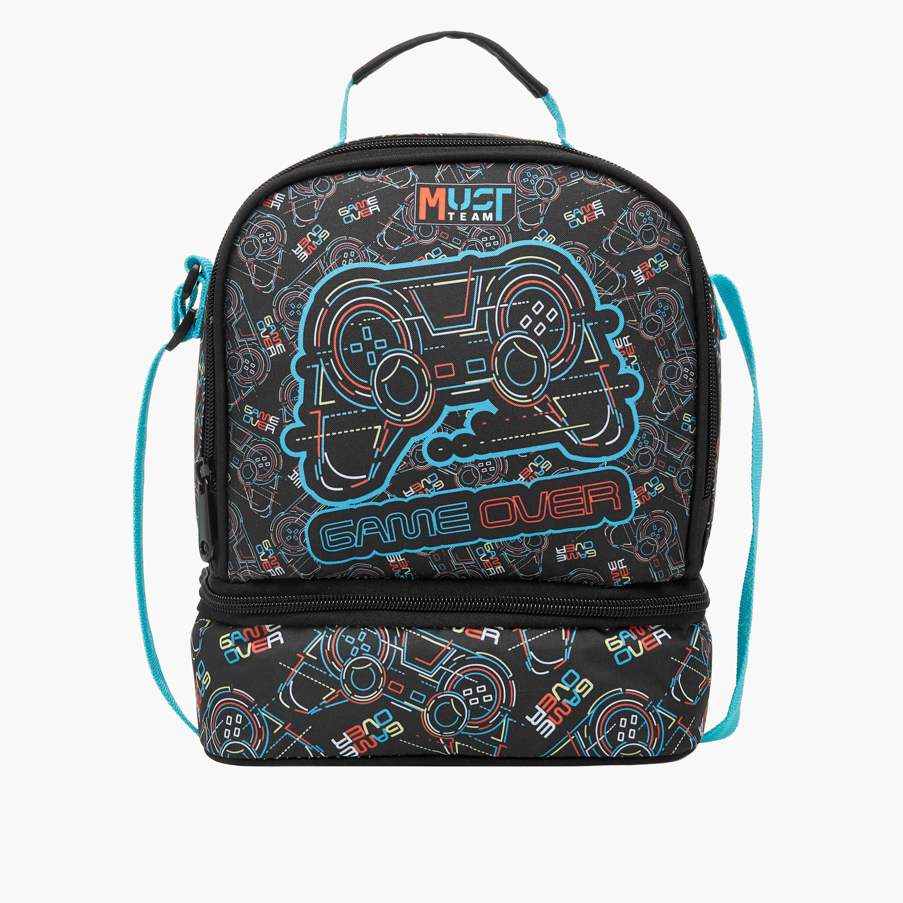 MUST Gamer Print Lunch Bag with Adjustable Strap and Zip Closure-school-lunchessentials-lunchbags-image-1