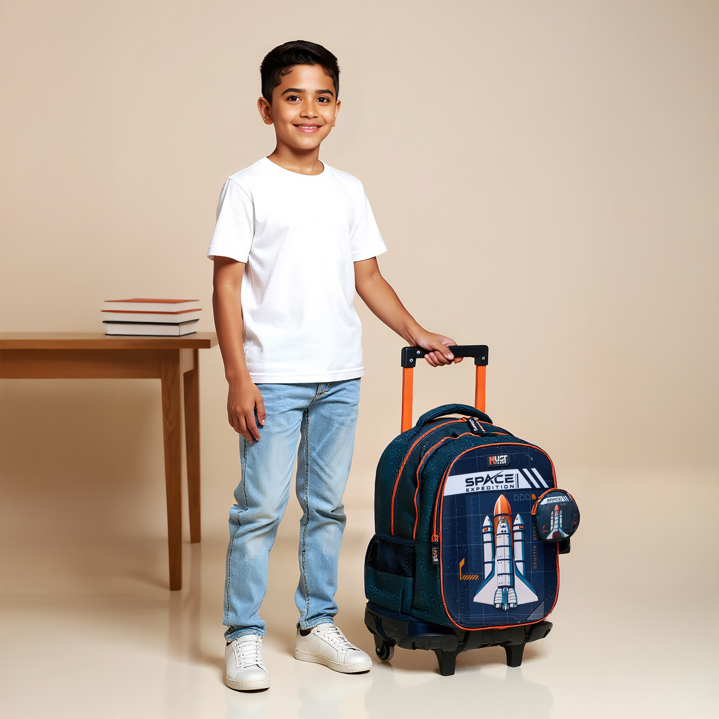 MUST Space Trolley Bag for Boys 5-8 Years with Retractable Handle -school-bagsandbackpacks-trolleybags-image-2