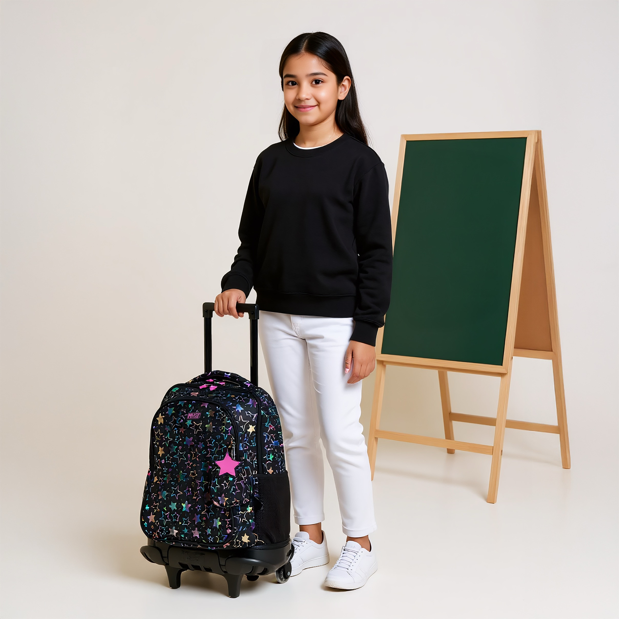 MUST Printed Trolley Bag for Girls 5-8 Years with Retractable Handle -school-bagsandbackpacks-trolleybags-image-2
