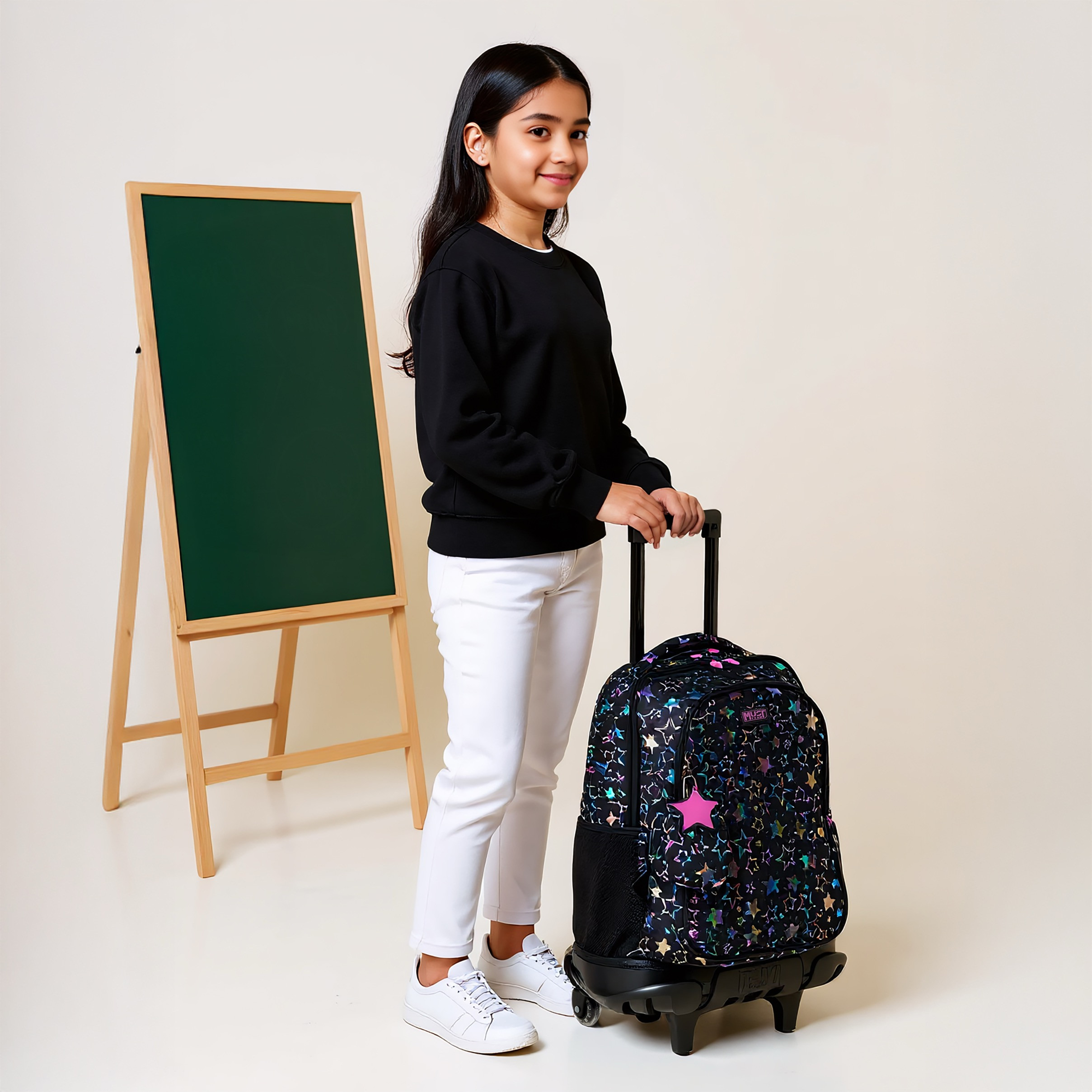 MUST Printed Trolley Bag for Girls 5-8 Years with Retractable Handle -school-bagsandbackpacks-trolleybags-image-3