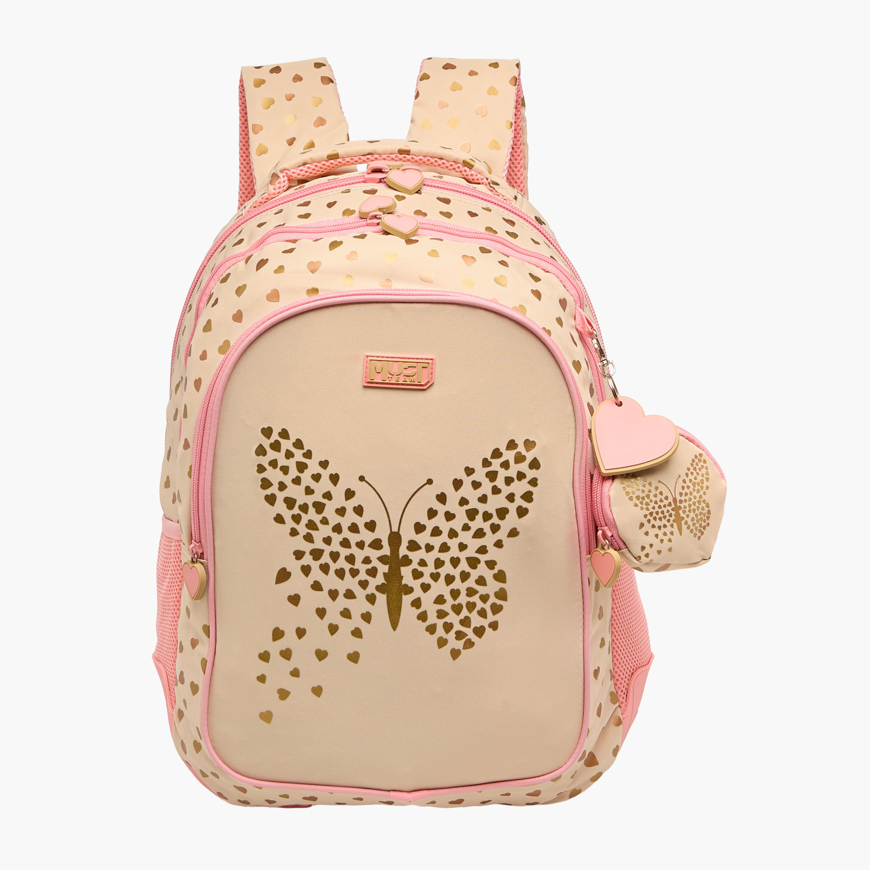 MUST Butterfly Print Backpack with Adjustable Straps and Zip Closure - 32x18x43 cms-school-bagsandbackpacks-backpacks-image-1
