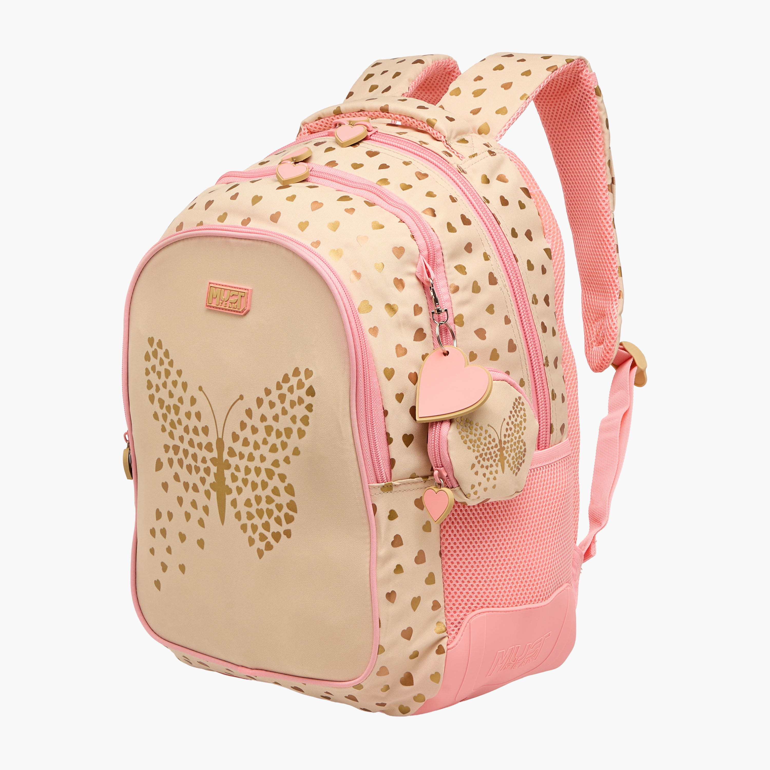 MUST Butterfly Print Backpack with Adjustable Straps and Zip Closure - 32x18x43 cms-school-bagsandbackpacks-backpacks-image-2