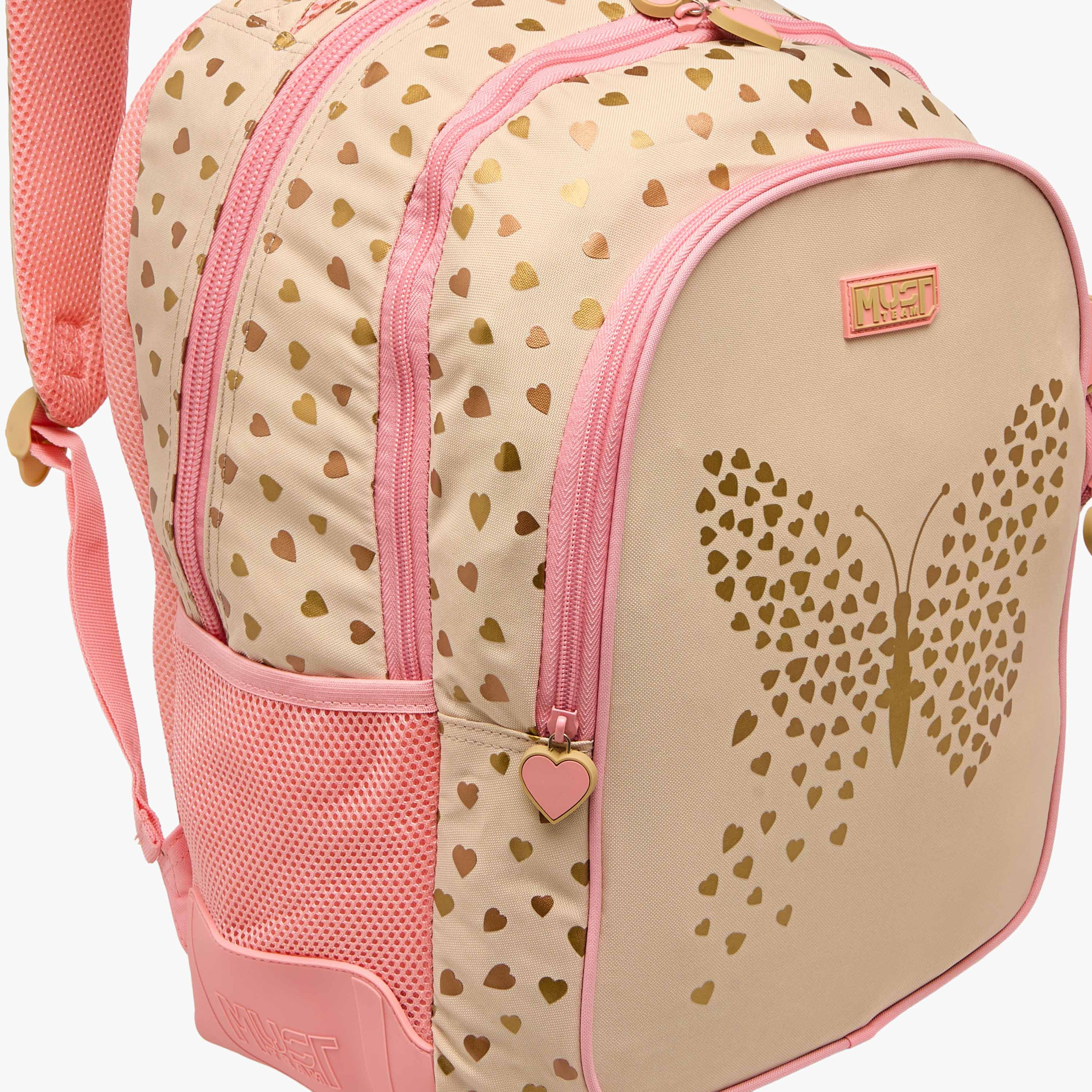 شنطة ظهر بطبعات فراشة وحمالات قابلة للتعديل وسحاب إغلاق من ماست - 32x18x43 سم-school-bagsandbackpacks-backpacks-image-5