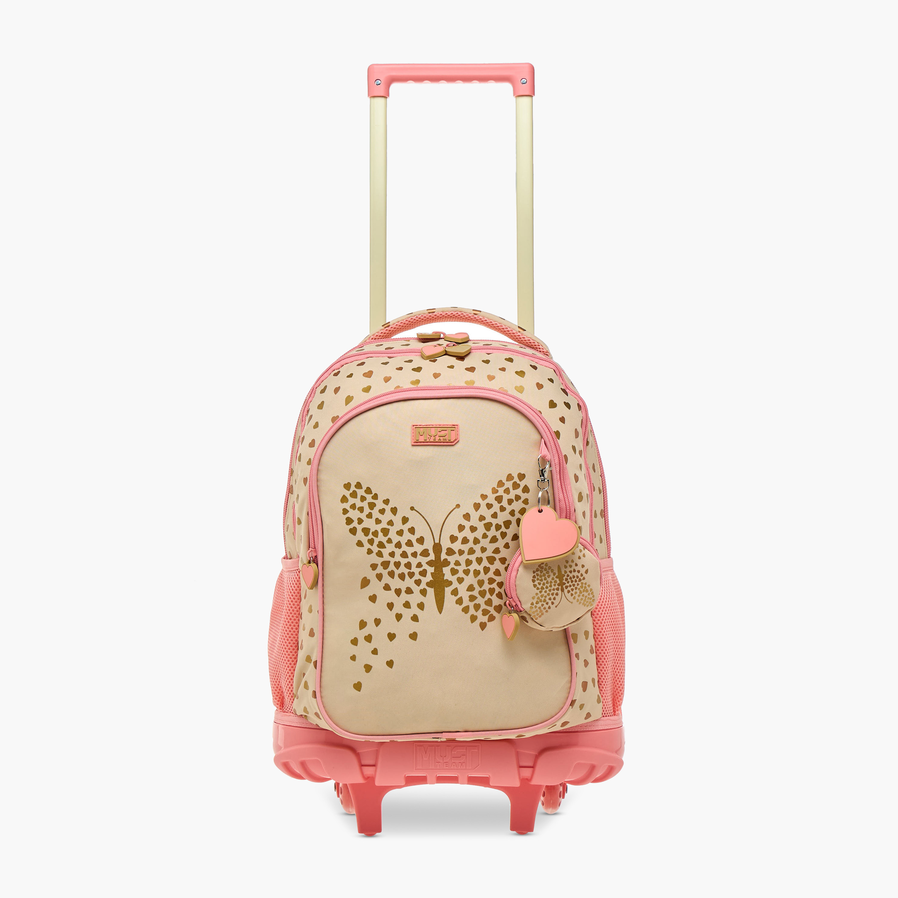 MUST Butterfly Trolley Bag for Girls 5-8 Years with Retractable Handle -school-bagsandbackpacks-trolleybags-image-9