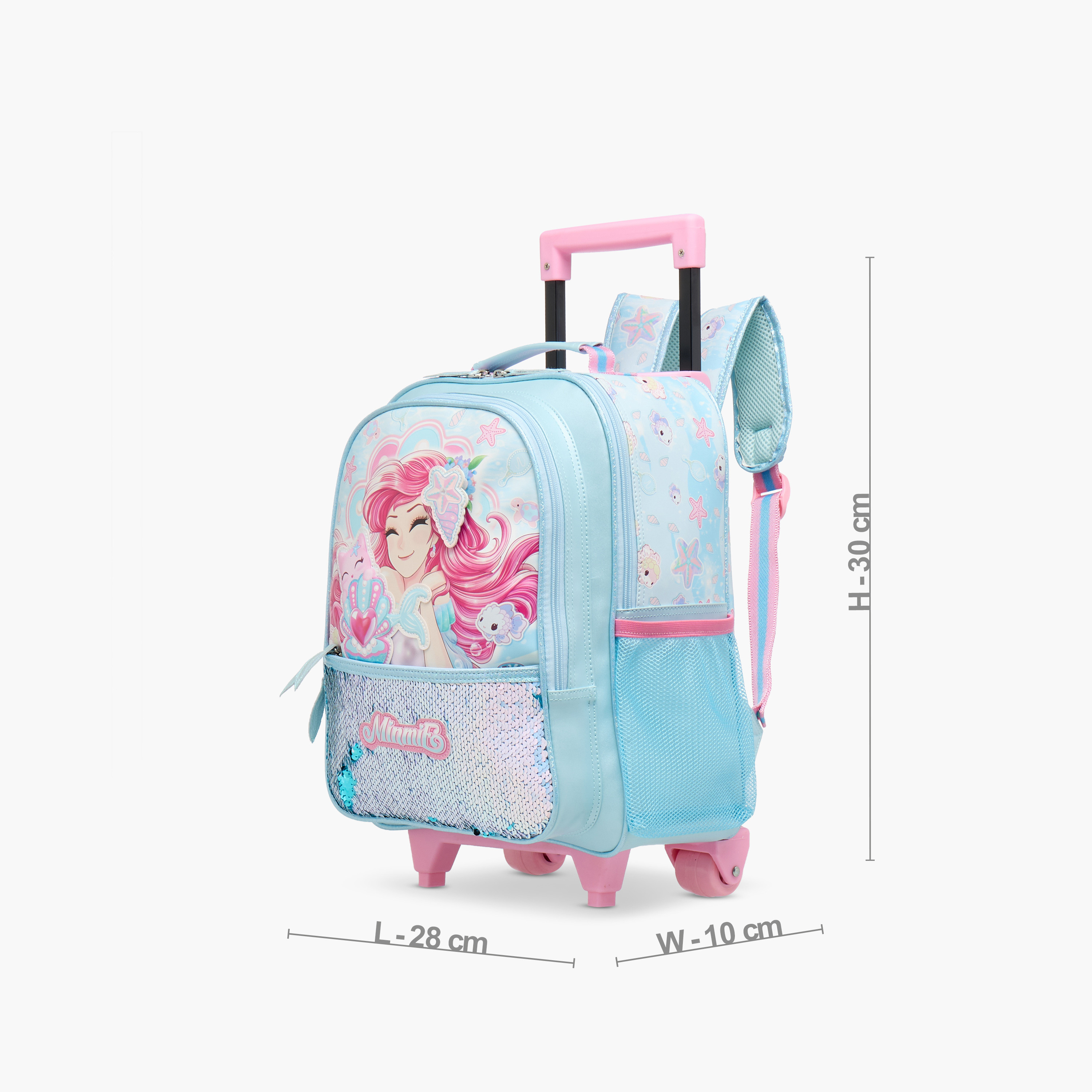 شنطة ترولي للبنات 5-8 سنوات بأحزمة كتف مبطّنة وتصميم ميرميد من مينمي-school-bagsandbackpacks-trolleybags-image-9