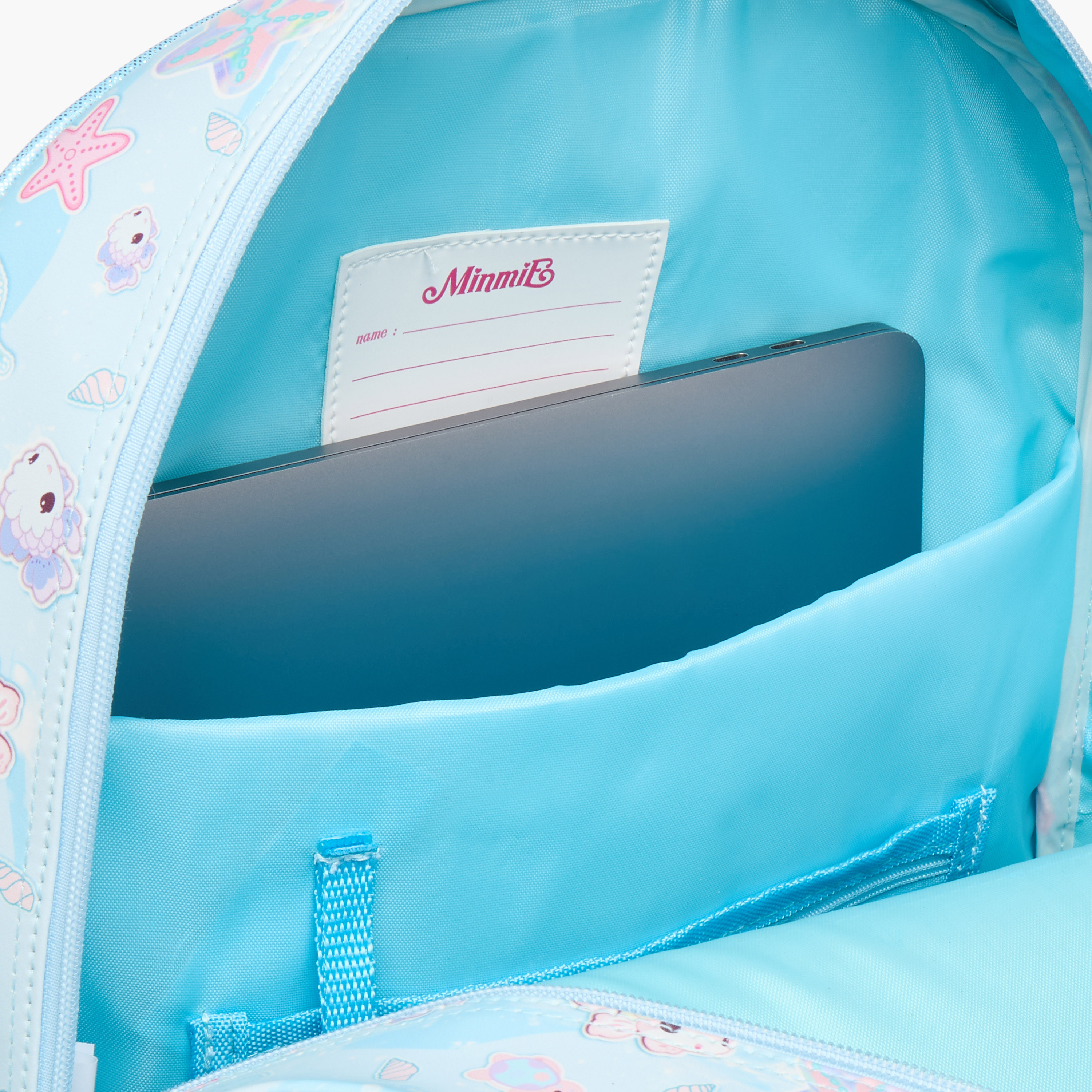 Minmie Mermaid Print 16-inch Backpack with Adjustable Straps and Zip Closure - 21x10x23 cms-school-bagsandbackpacks-backpacks-image-11