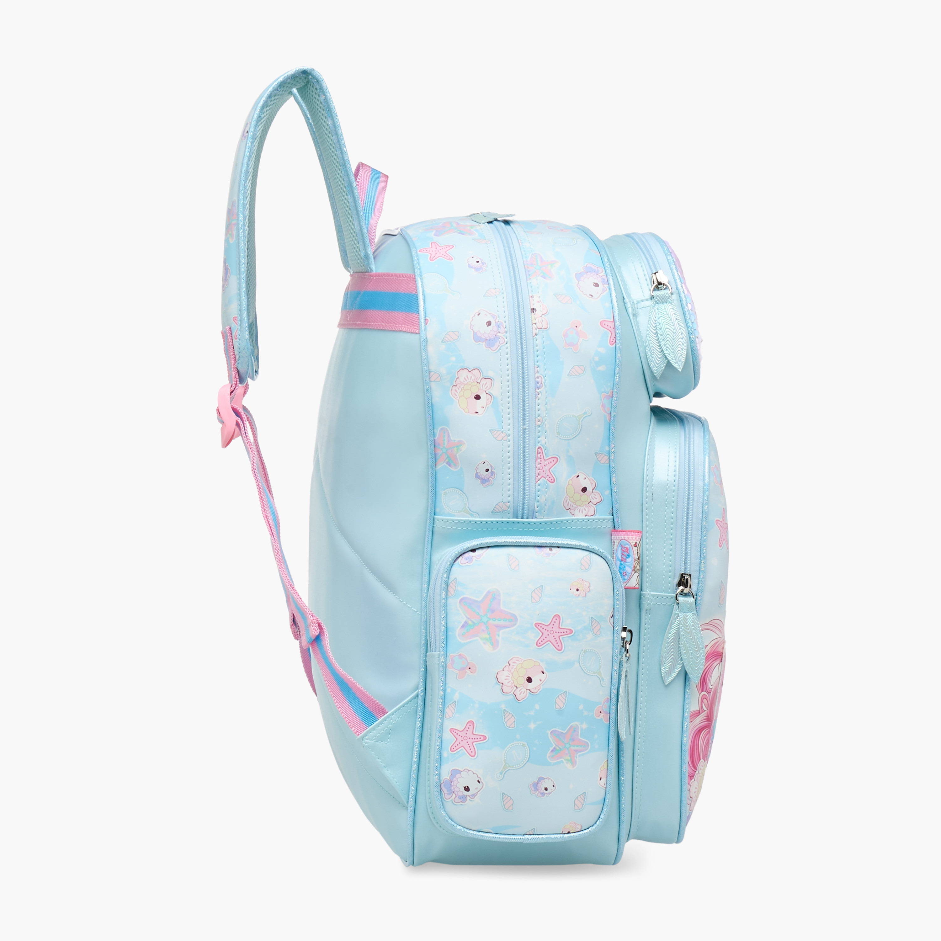 Minmie Mermaid Print 16-inch Backpack with Adjustable Straps and Zip Closure - 21x10x23 cms-school-bagsandbackpacks-backpacks-image-3
