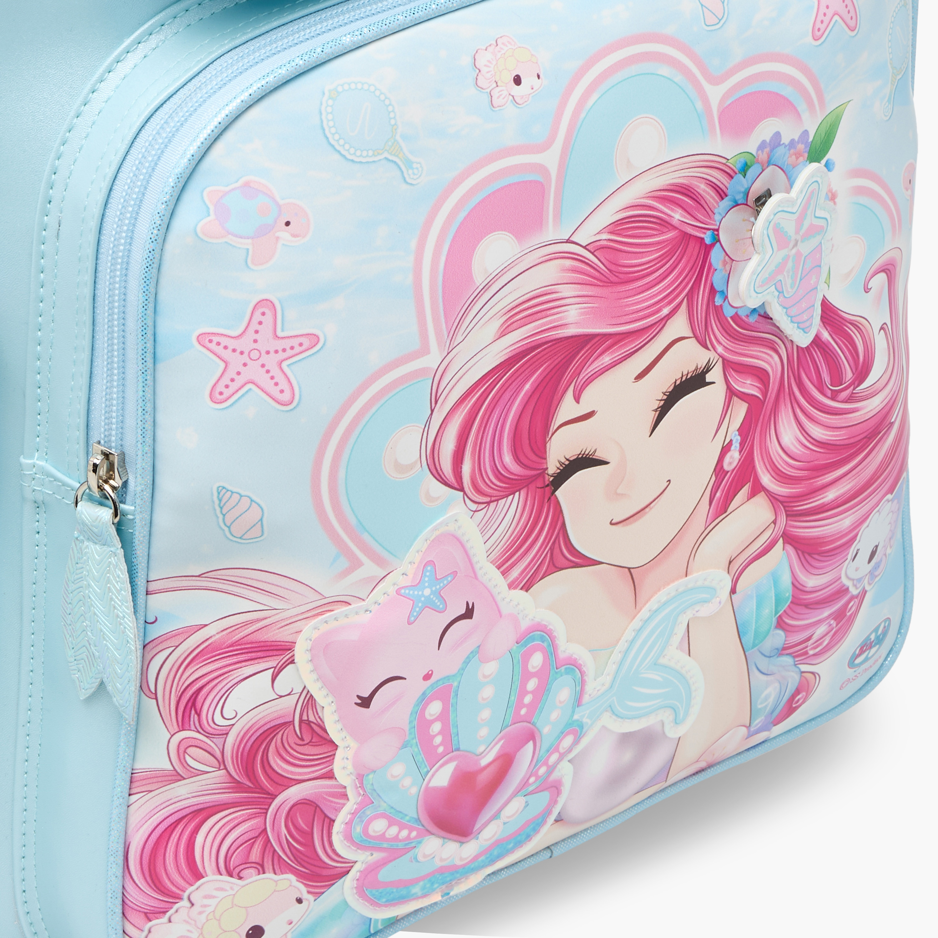 Minmie Mermaid Print 16-inch Backpack with Adjustable Straps and Zip Closure - 21x10x23 cms-school-bagsandbackpacks-backpacks-image-7