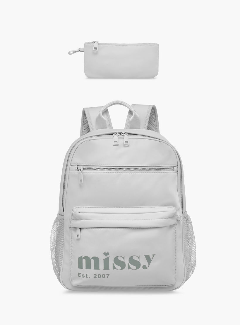 شنطة ظهر مدرسية للأطفال مع مقلمة قطعتين بطبعات شعار من ميسي - 30x12x40 سم-cpwomen-fashionaccessories-bagsandwallets-backpacks-image-1
