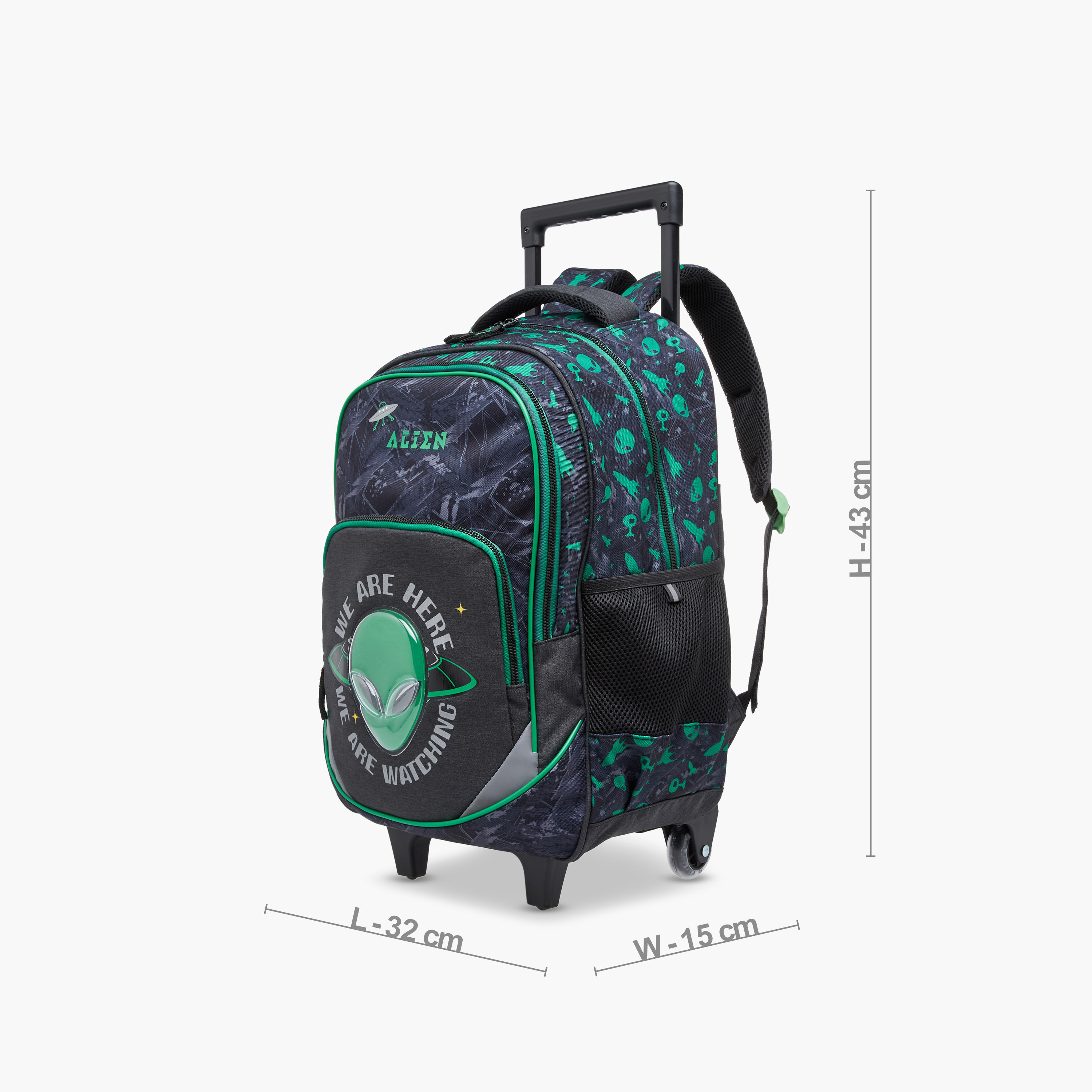 Space Trolley Bag for Kids 5-8 Years with Padded Shoulder Straps -school-bagsandbackpacks-trolleybags-image-2