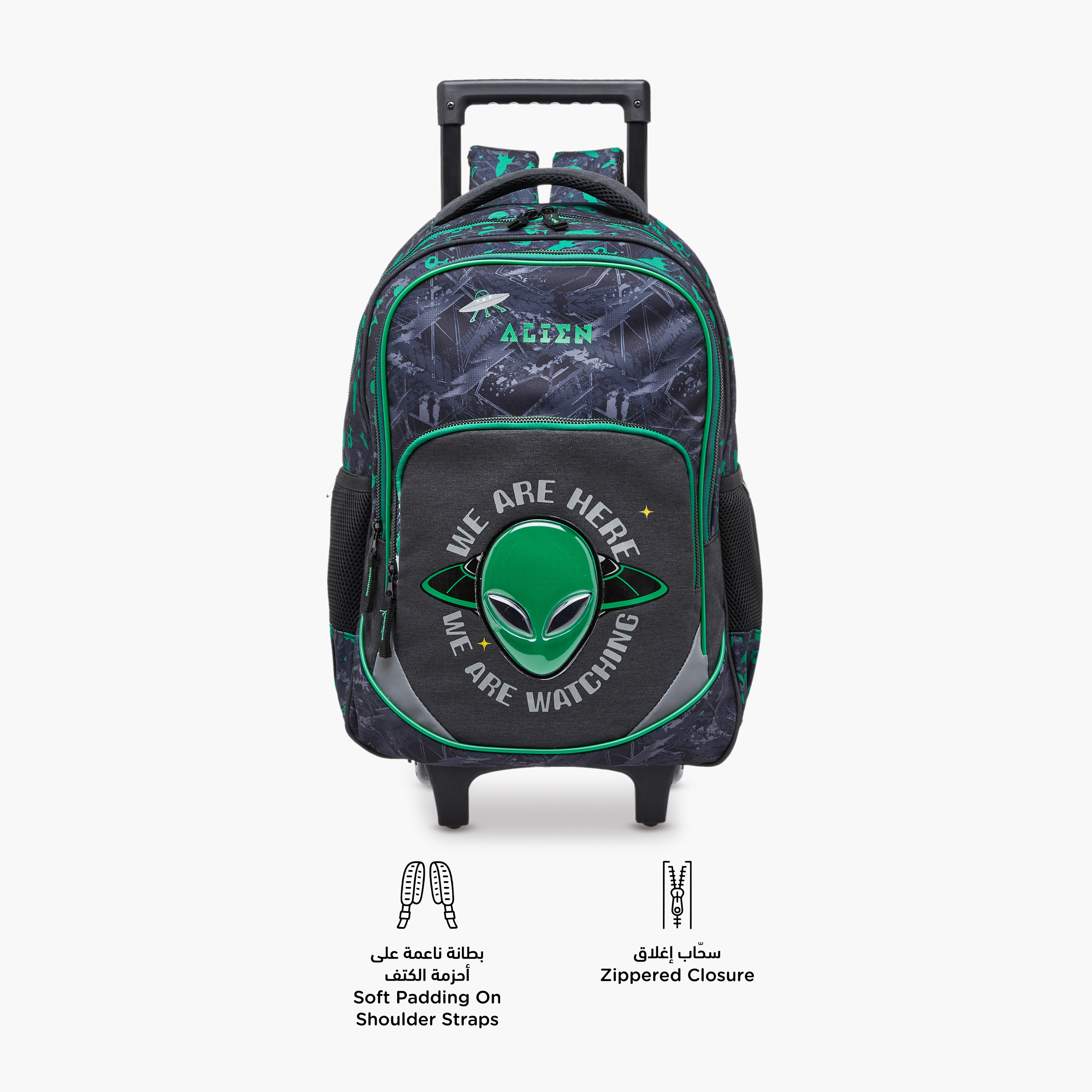 Space Trolley Bag for Kids 5-8 Years with Padded Shoulder Straps -school-bagsandbackpacks-trolleybags-image-4