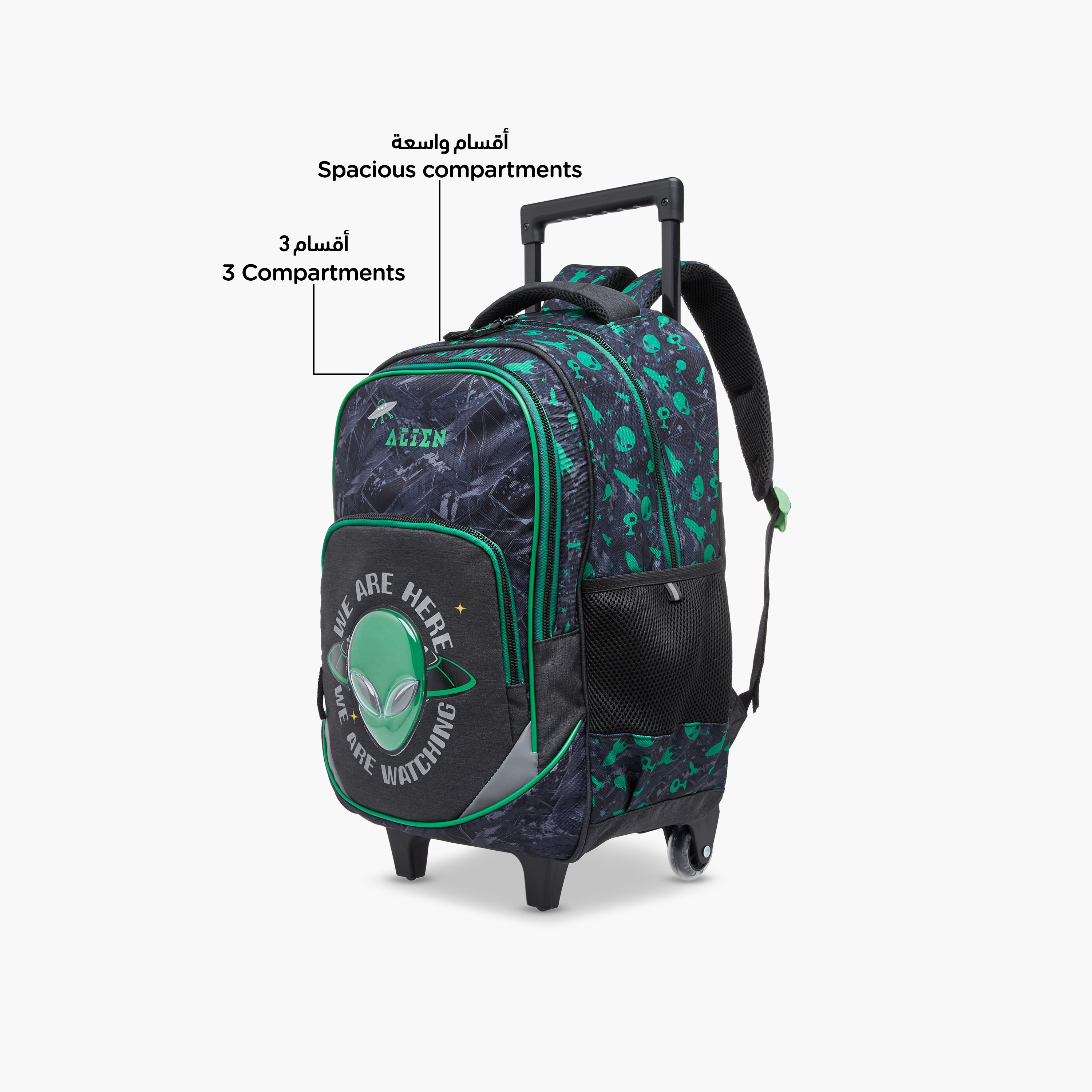 Space Trolley Bag for Kids 5-8 Years with Padded Shoulder Straps -school-bagsandbackpacks-trolleybags-image-6