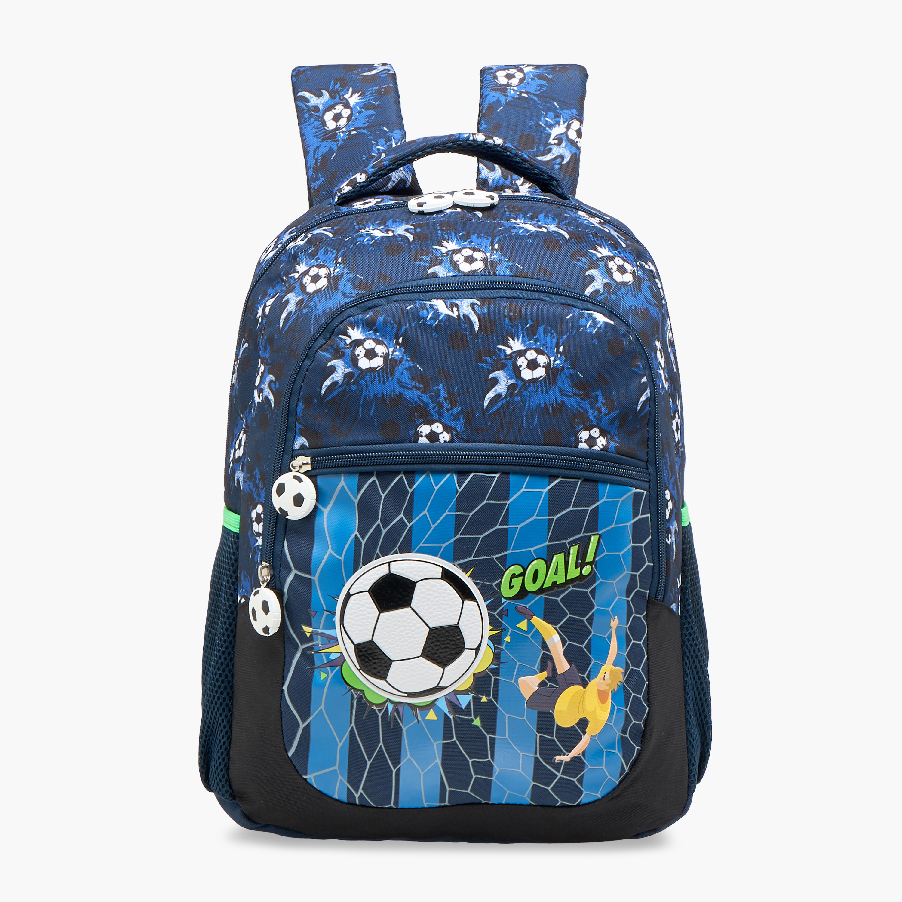 Football Print 16-inch Backpack with Adjustable Shoulder Straps and Zip Closure - 30x14x41 cms-school-bagsandbackpacks-backpacks-image-1