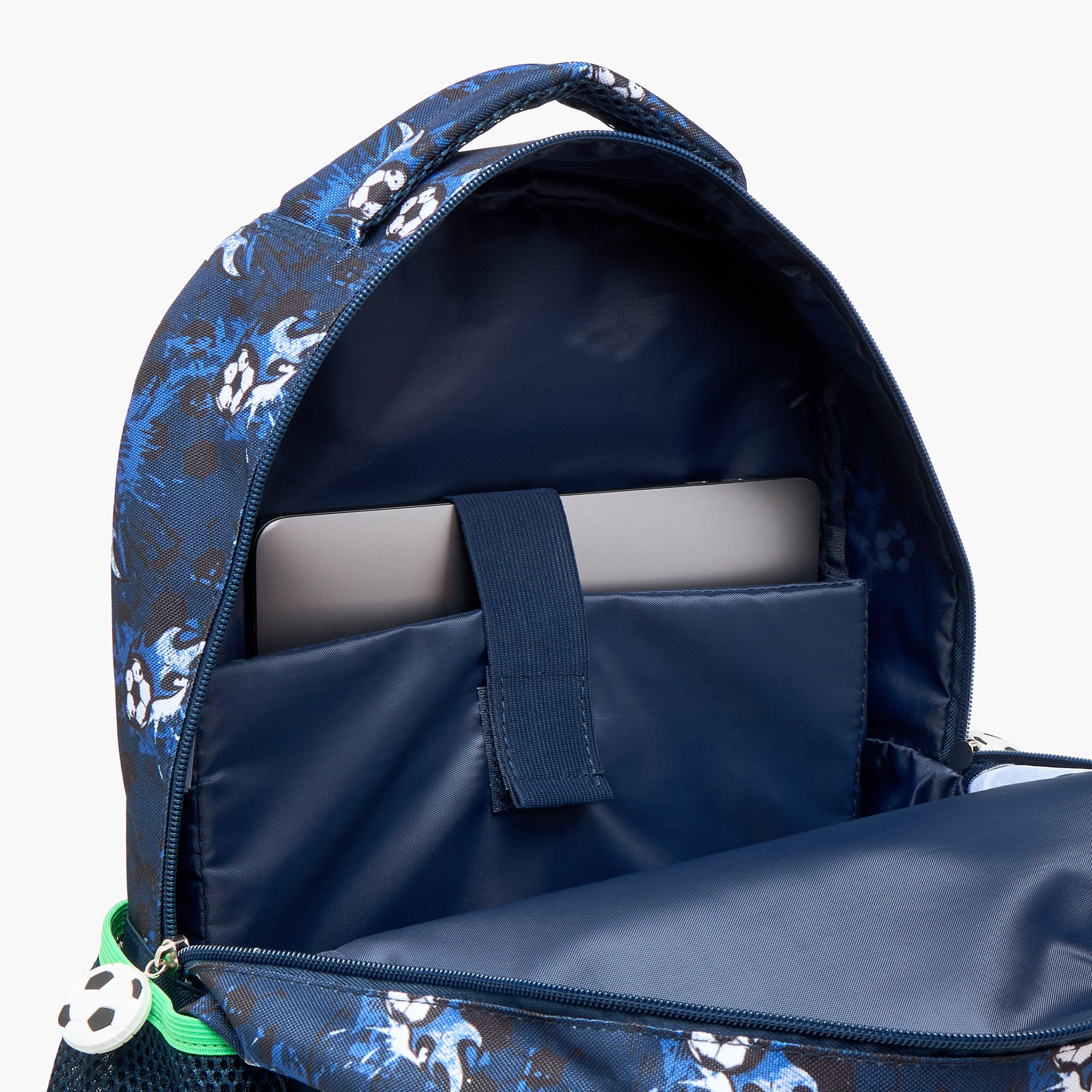 Football Print 16-inch Backpack with Adjustable Shoulder Straps and Zip Closure - 30x14x41 cms-school-bagsandbackpacks-backpacks-image-10