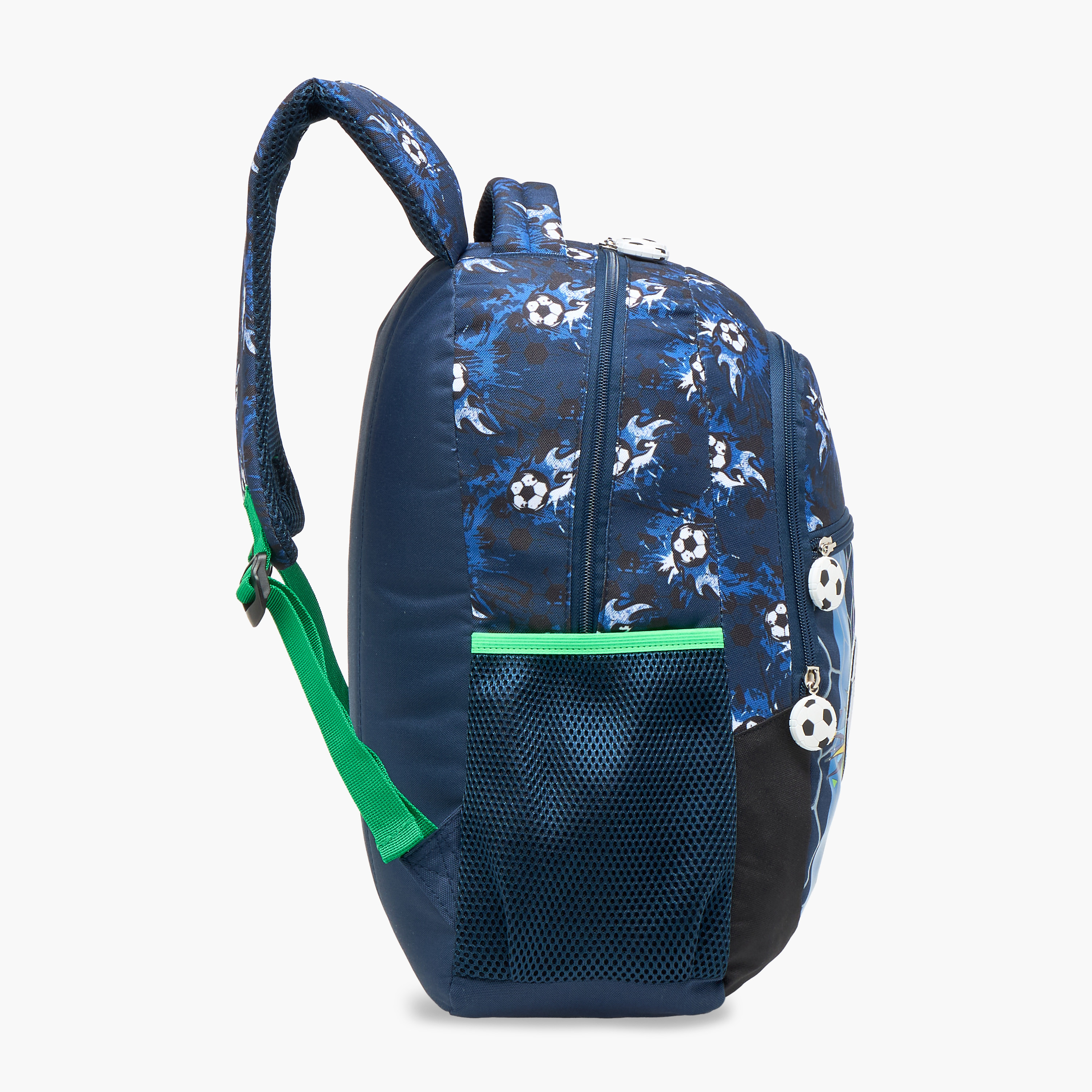 Football Print 16-inch Backpack with Adjustable Shoulder Straps and Zip Closure - 30x14x41 cms-school-bagsandbackpacks-backpacks-image-3